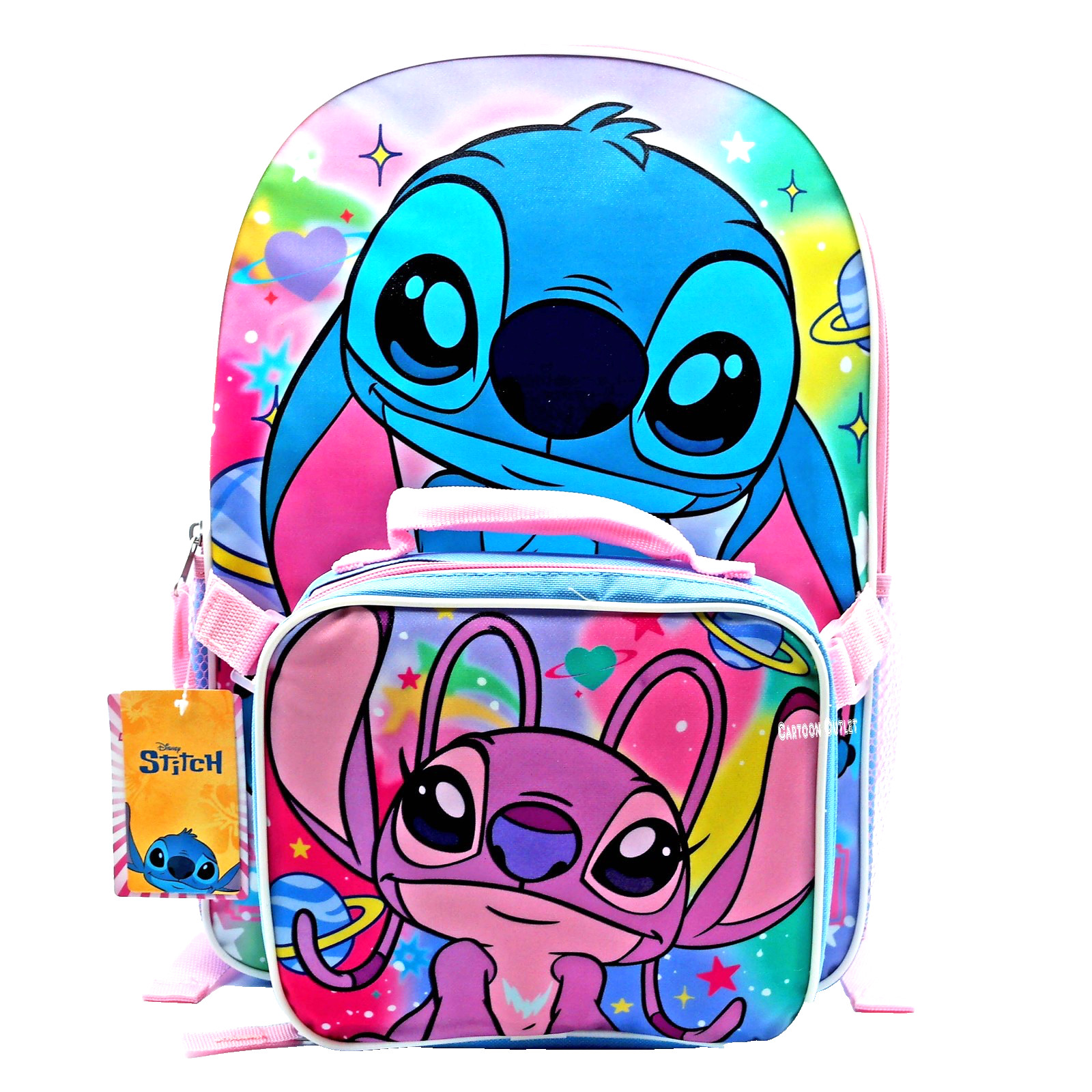 Disney Lilo & Stitch Angel w/Lunch Bag Backpack Set 16″ School Book Bag New