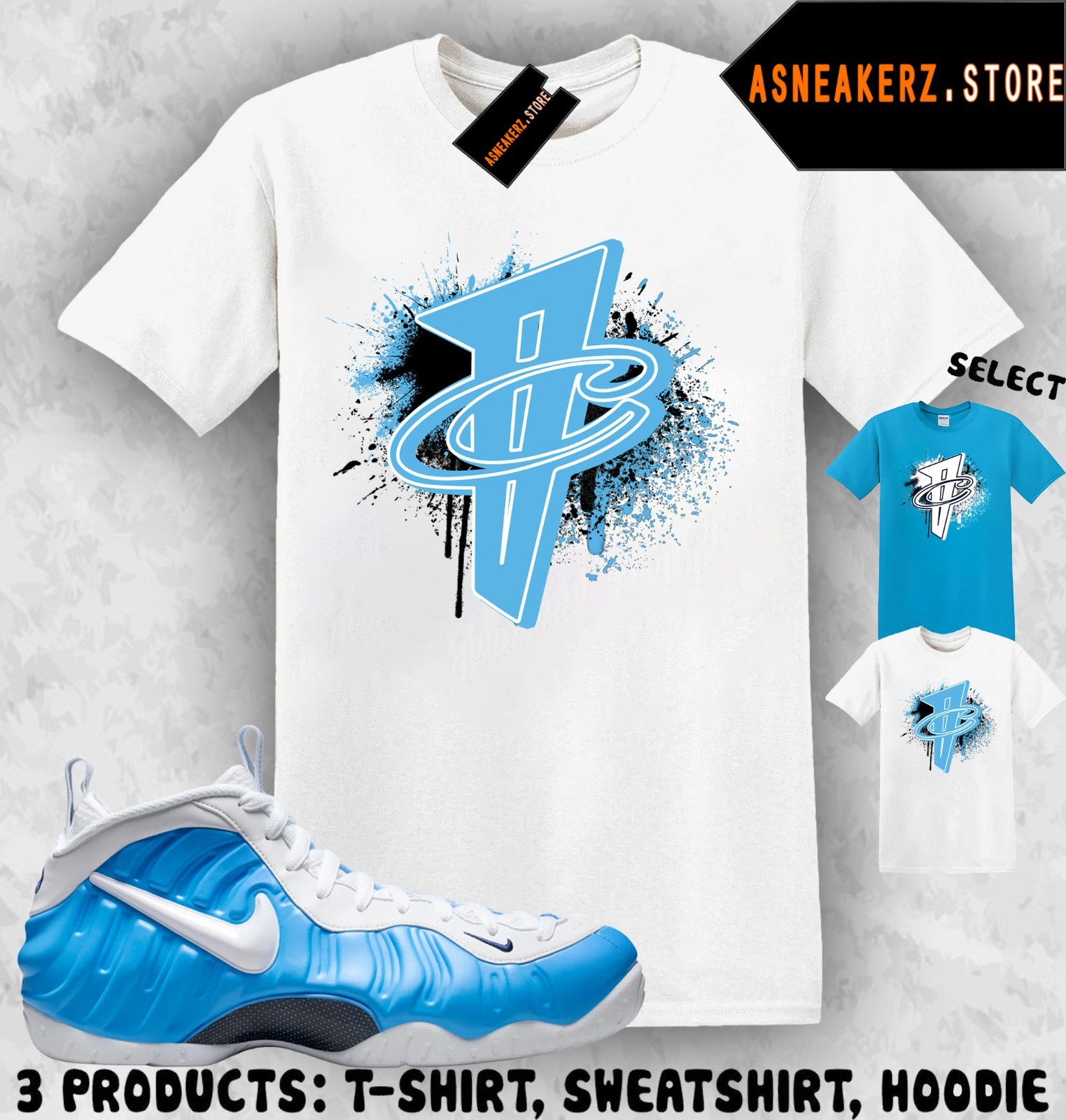 Shirt Matching Foamposite Pro University Blue Match Sneaker Number 1 Cent Penny