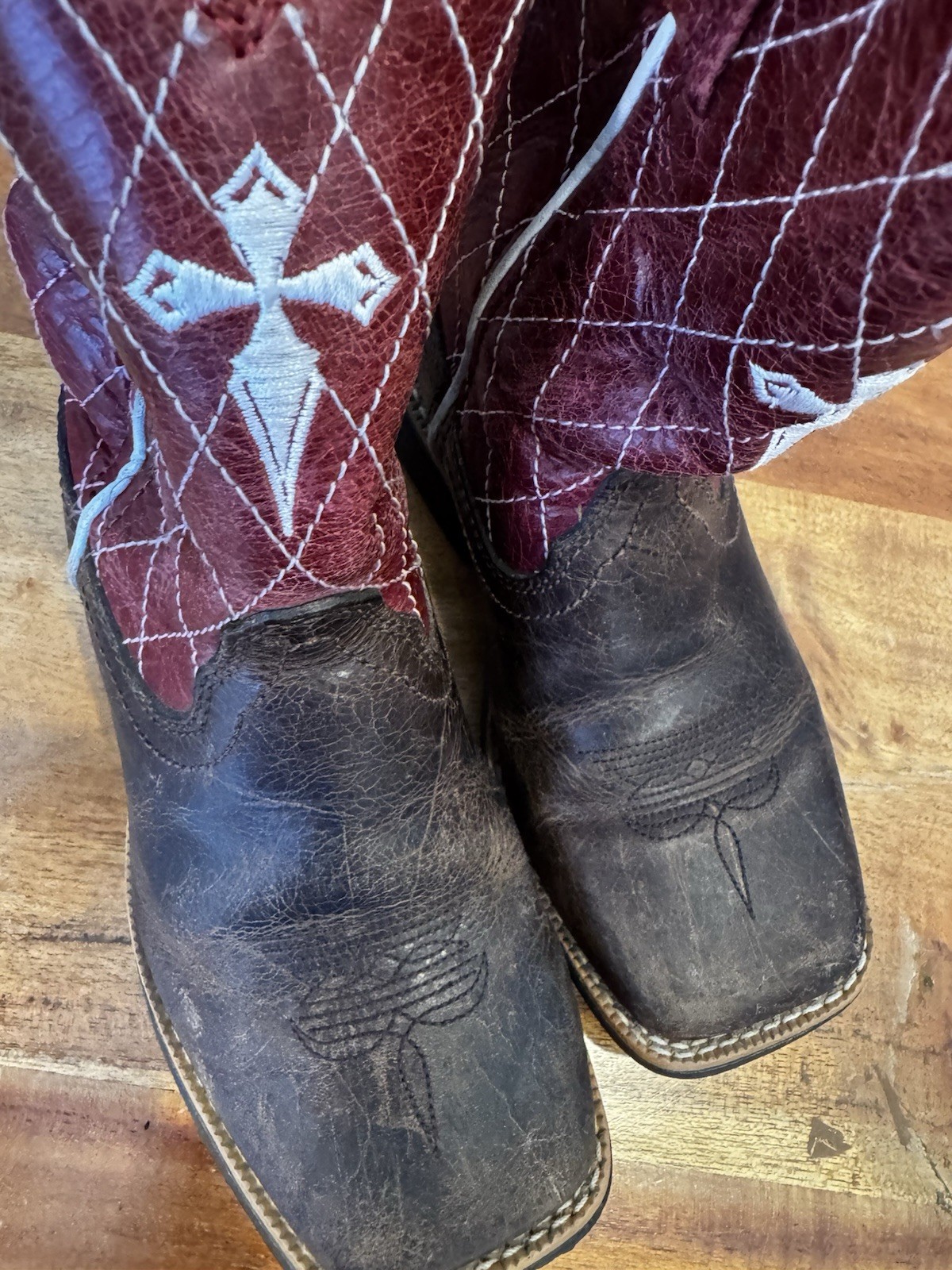 Twisted X Cross Boots Western Leather Red Brown Little Boys 8.5 M