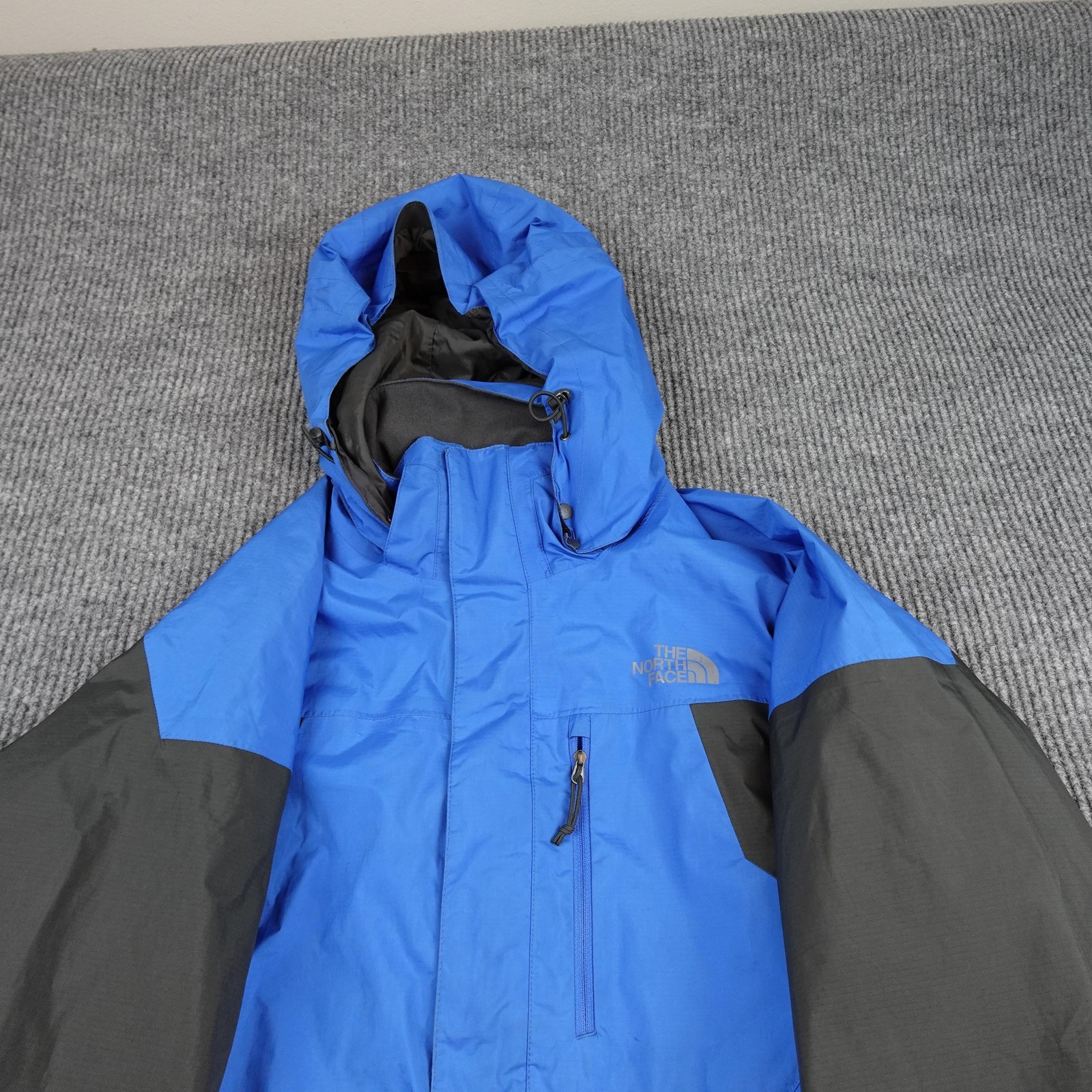 The North Face Goretex Jacket Mens Large Blue Hooded Ski Snow Shell Waterproof