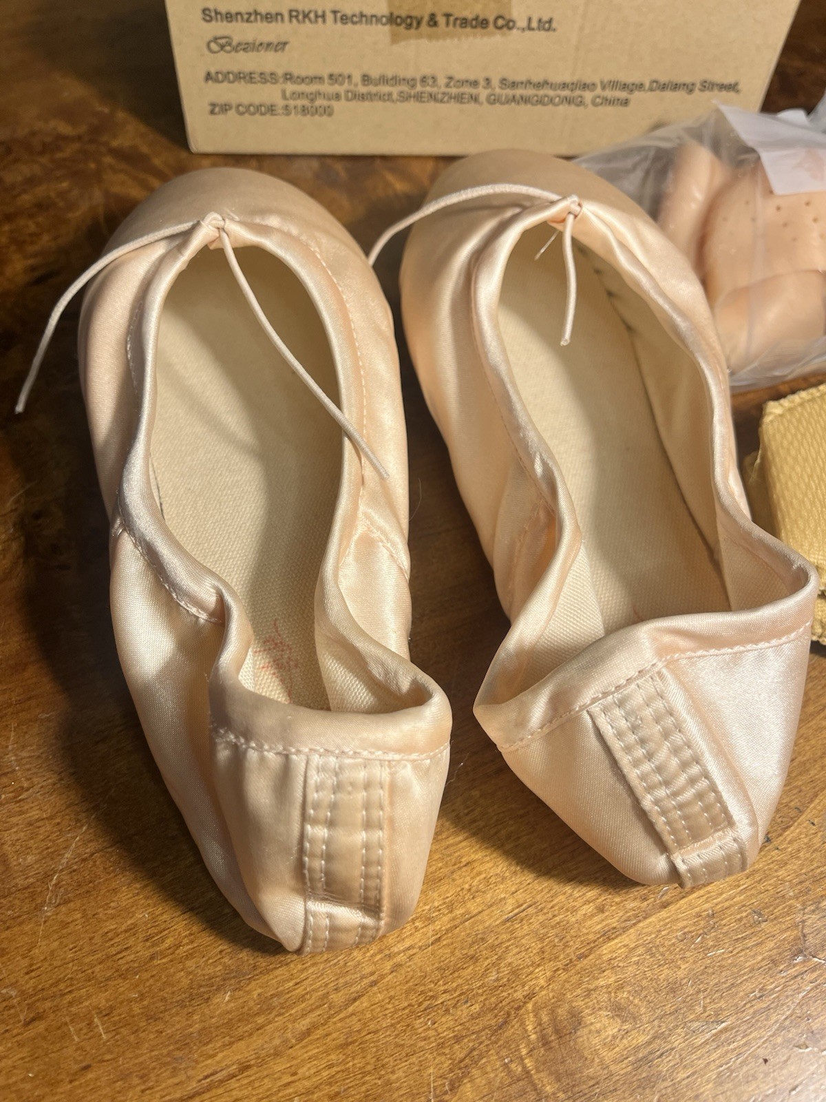 Bezioner Ballet Pointe Shoes Pink Satin BalletDance Shoes with Toe Pads Sz L, 42