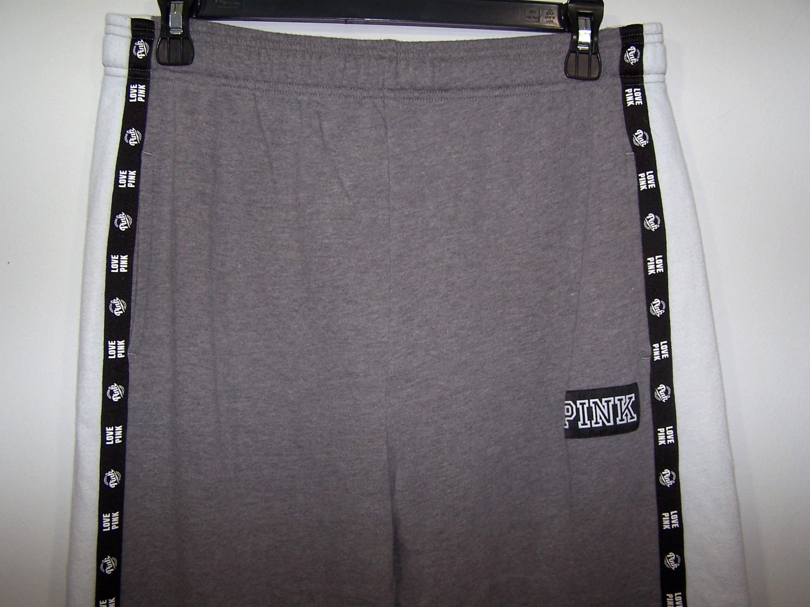 PINK – Gray Black & White Logo Sweatpants – Juniors S
