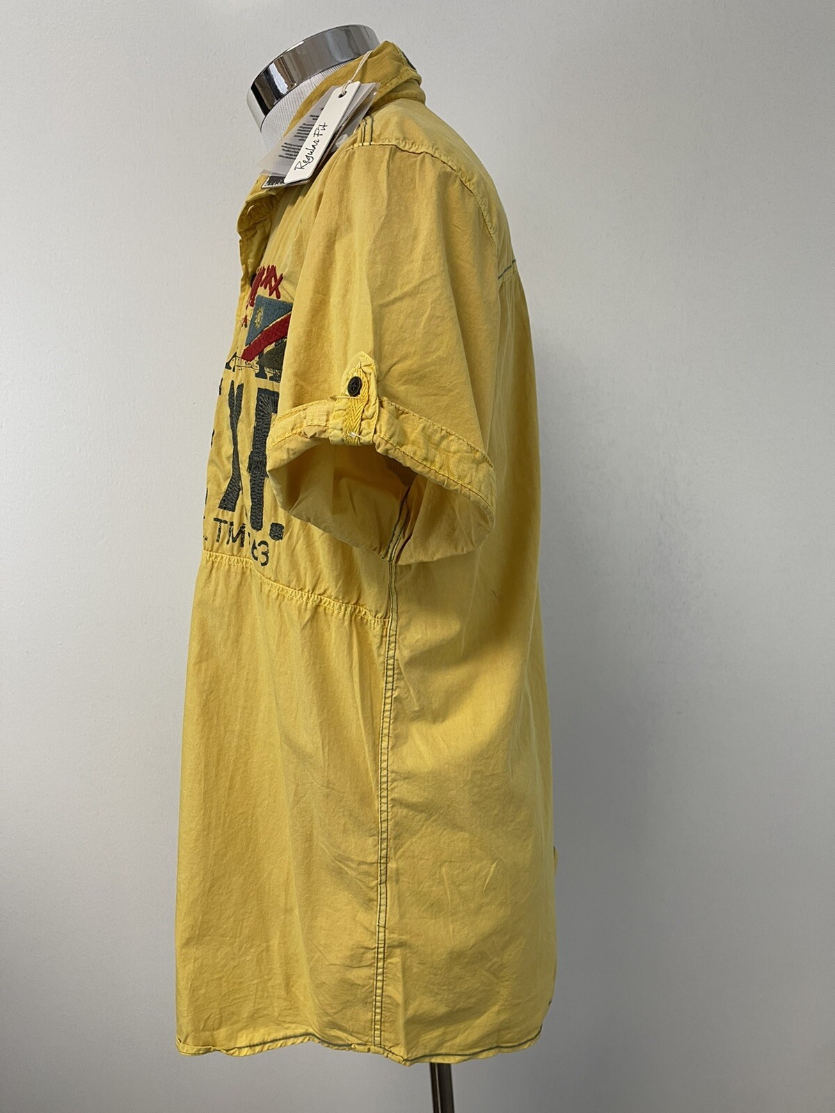 Camp David Shirt Mens Small Button Up Namibia Flag Embroidered Yellow N181