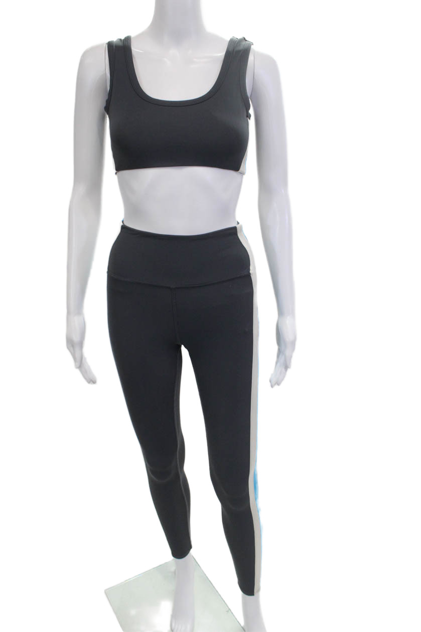 AYDA Women Ankle Leggings Black Striped 80% Nylon 20% Spandex Size XS