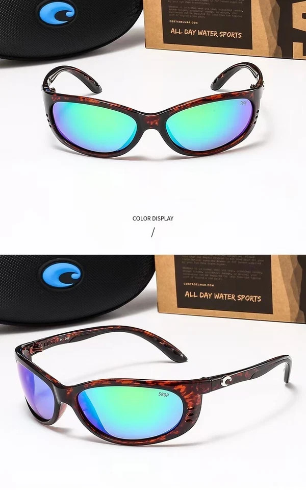 Costa del Mar Brine Tortoise Shell Frame Green Mirror Polarized Sunglasses 580P