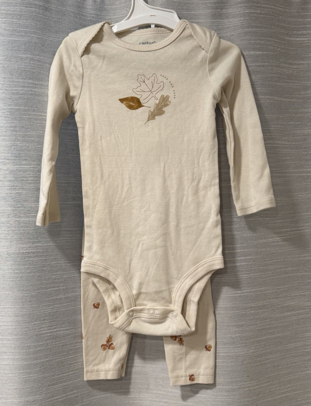 Carter’s 2-Piece Baby Fall Set with Leaf Print “Cozy and Cute” 12M