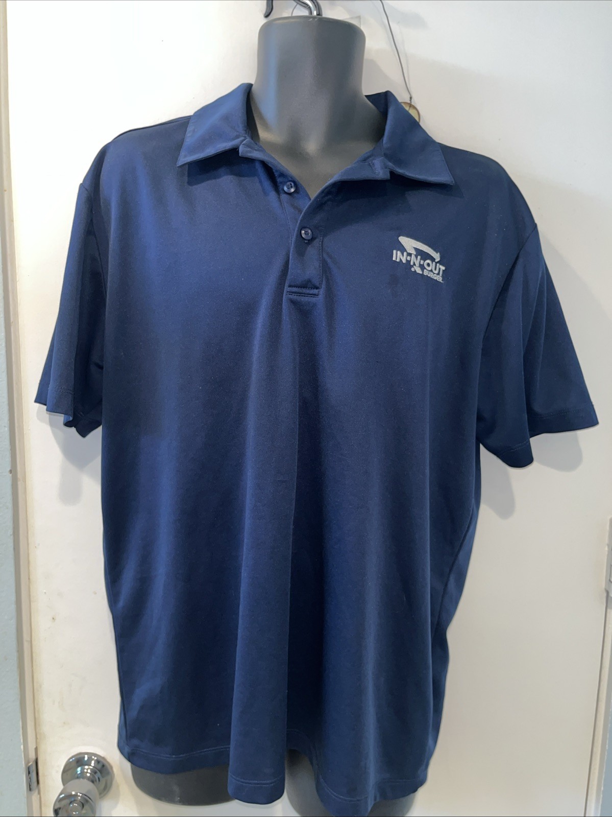 Preowned In-N-Out Burger Navy Blue Port Authority Golf Polo Large