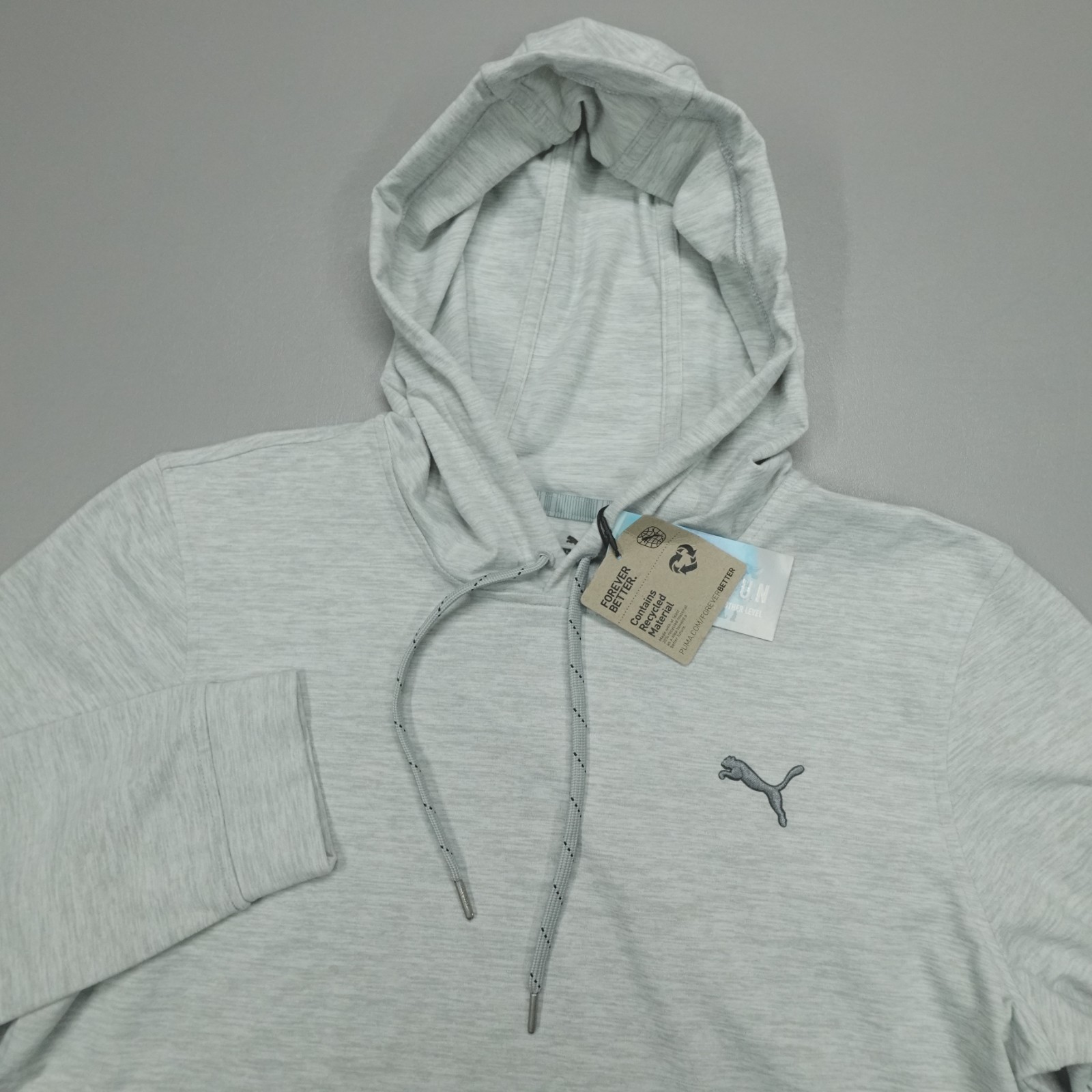 Puma Cloudspun Progress Hoodie Men’s Performance Sweatshirt Grey Heather NWT