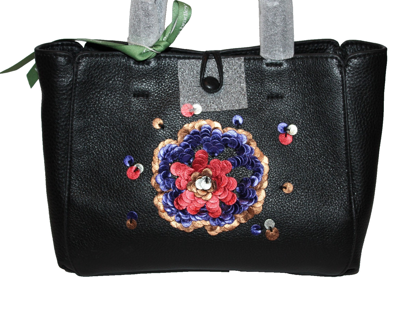 Vera Bradley Mini Hathaway Black Bossanova Bold Sequin Leather Tote, Dustbag NWT