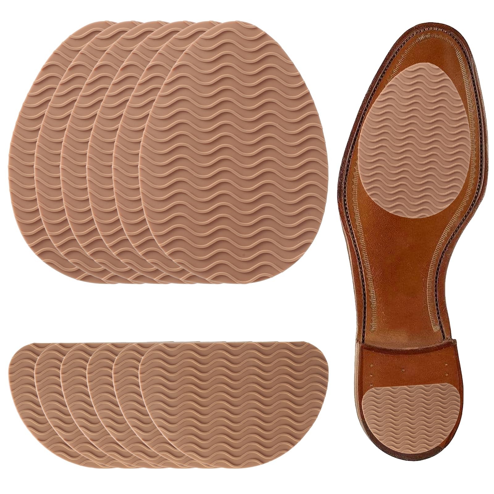 12 Pack Non-Slip Rubber Sole Protectors Self-Adhesive Shoe Grip Pads Brown