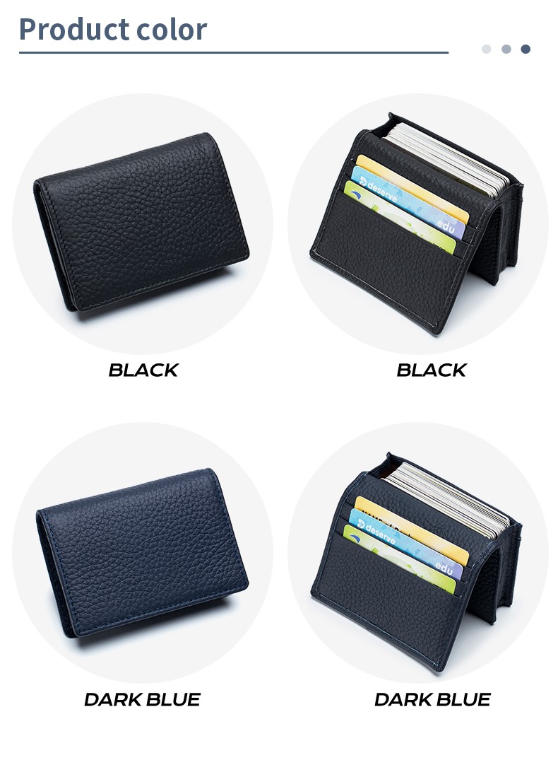 Genuine Leather Business Card Holder for Men Women Card Wallet Coin Pocket Purse