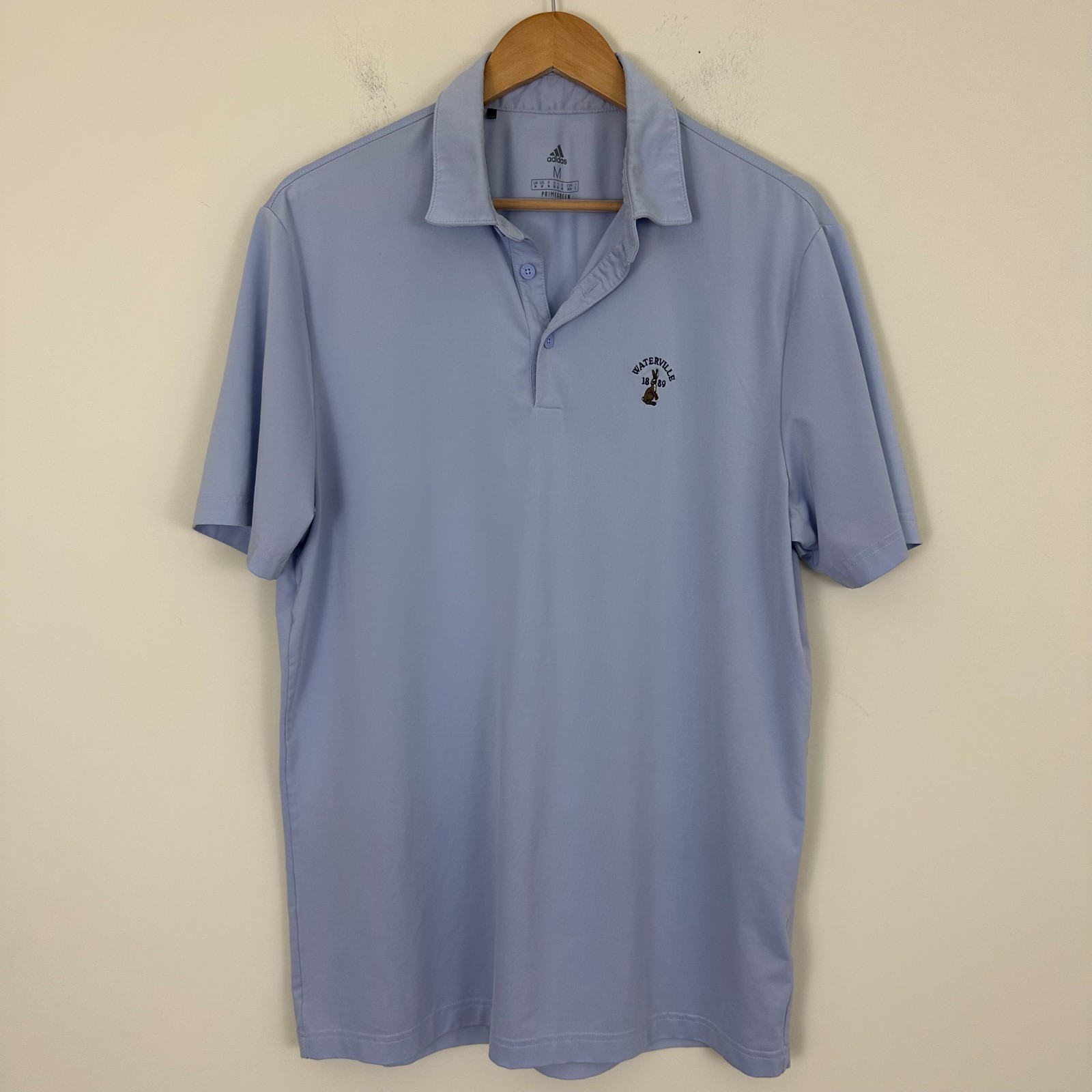 Adidas Primegreen Polo Shirt Light Blue Waterville Bunny Logo Golf Mens M