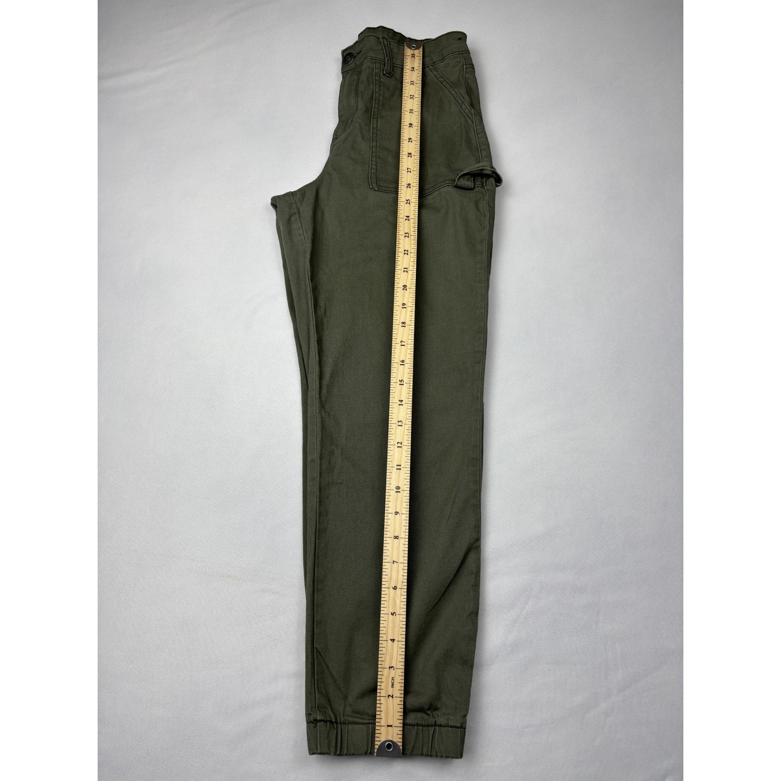 Royalty for Me Olive Green Cargo Jogger Pants Utility Carpenter Trousers 28×27