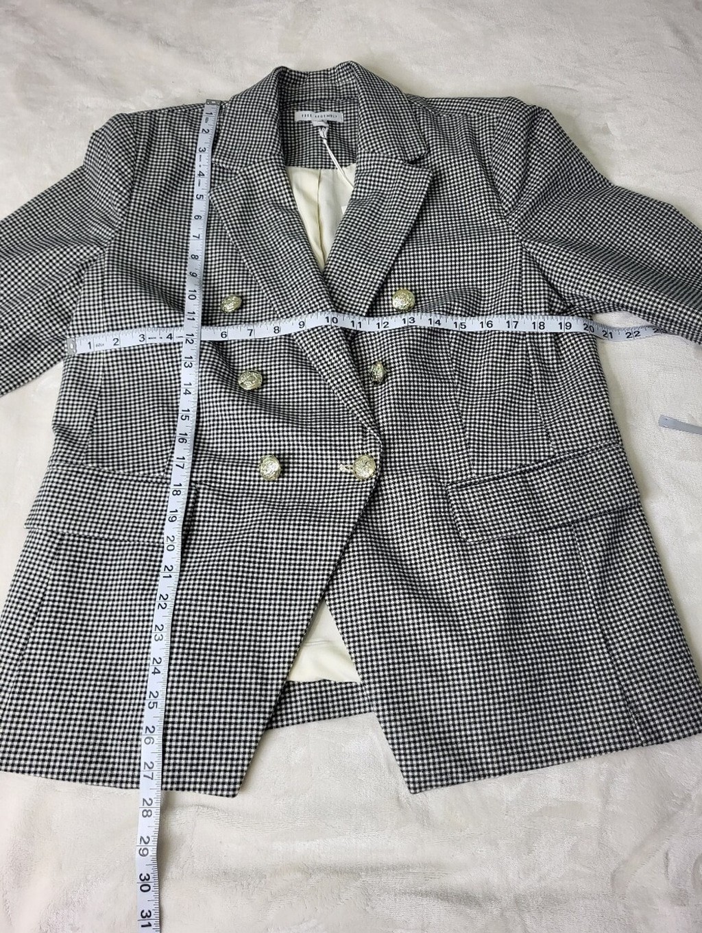 Free Assembly Double-Breasted Houndstooth Blazer – Black & White Size Large