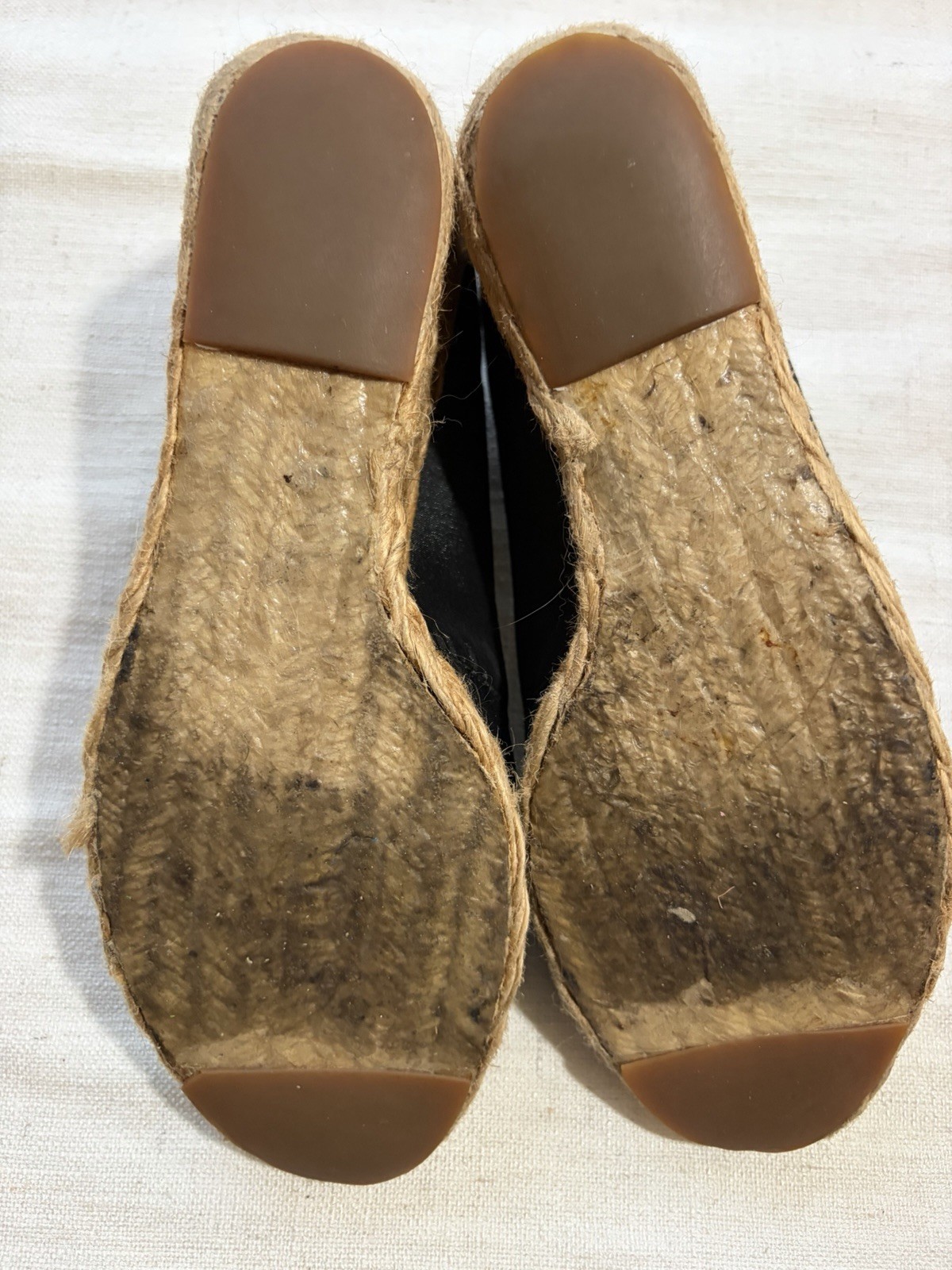 Adrienne Vittadini Women’s 8.5 Black Espadrille Wedge Slip On Open Toe Sandals