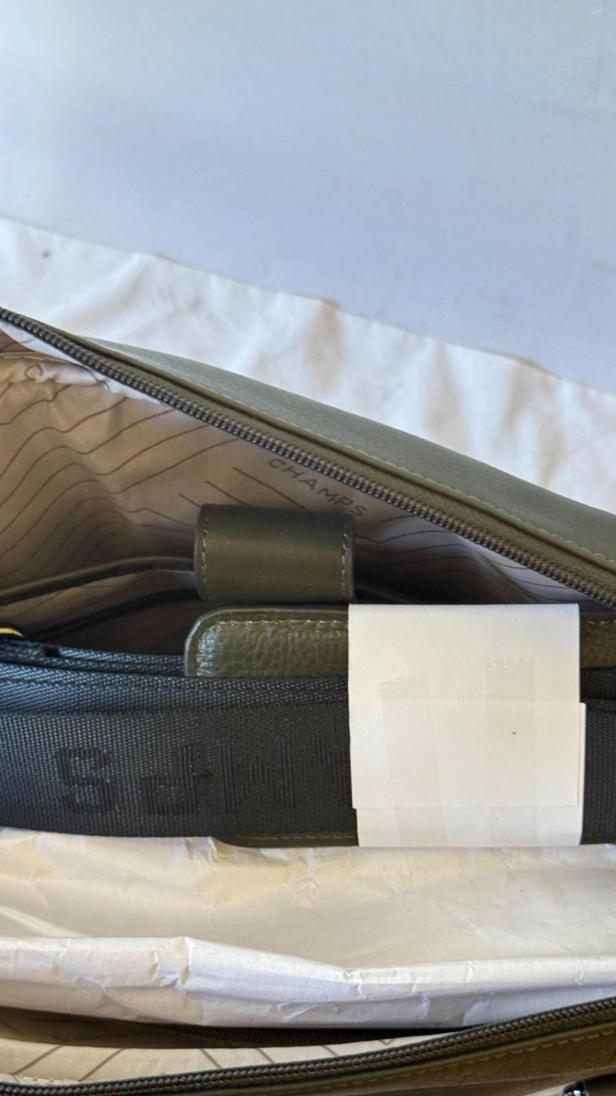 New Champs Onyx Leather Slim Laptop Briefcase Green Bag