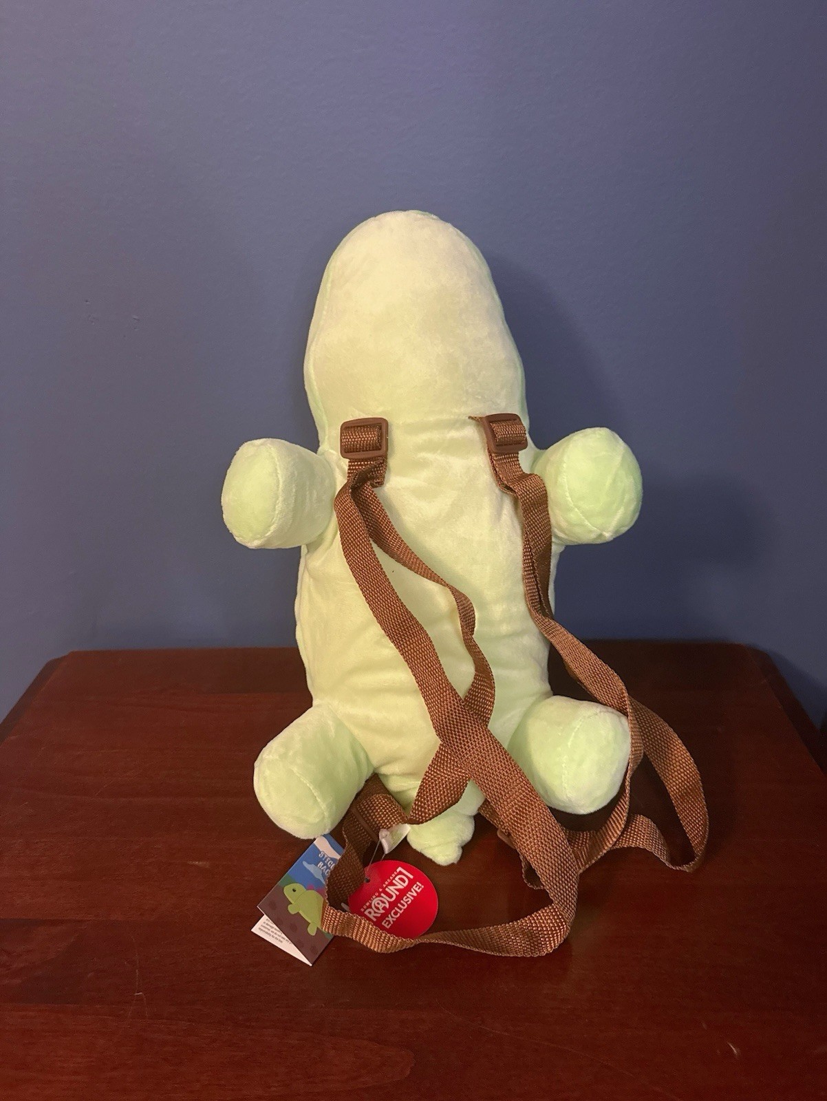 NWT Angry Green Stegosaurus 11.8” Plush Dragon Dinosaur Backpack Round1