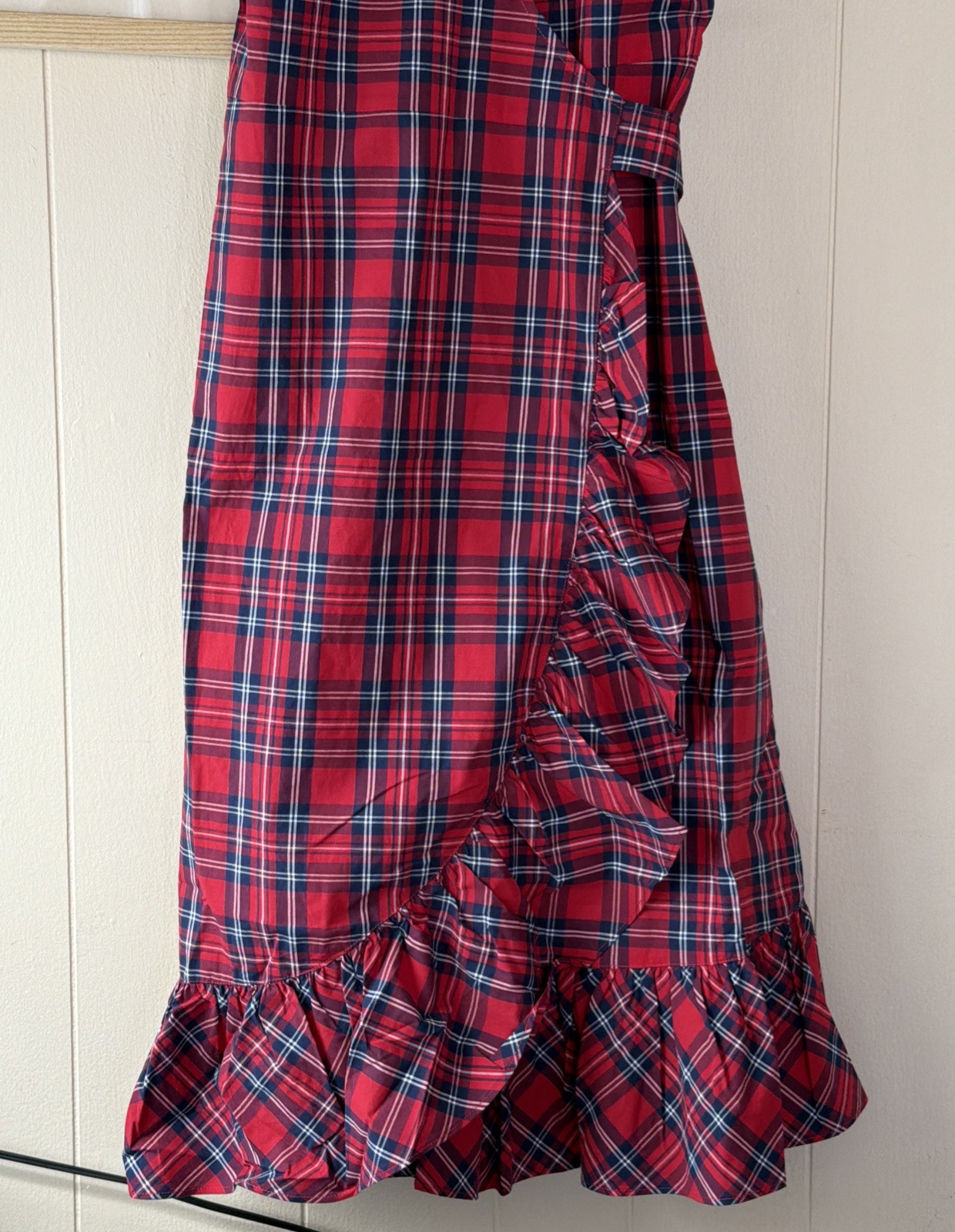 NWT $185 Draper James Reba Midi Wrap Dress Angie Plaid Belted Size 2