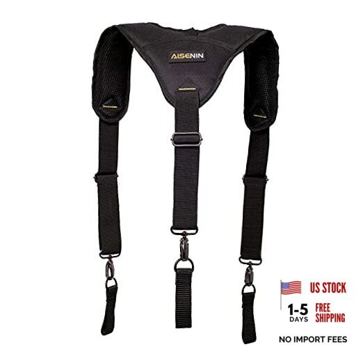 Heavy-Duty Tool Belt Suspenders for Men, 3 Point Padded Suspenders
