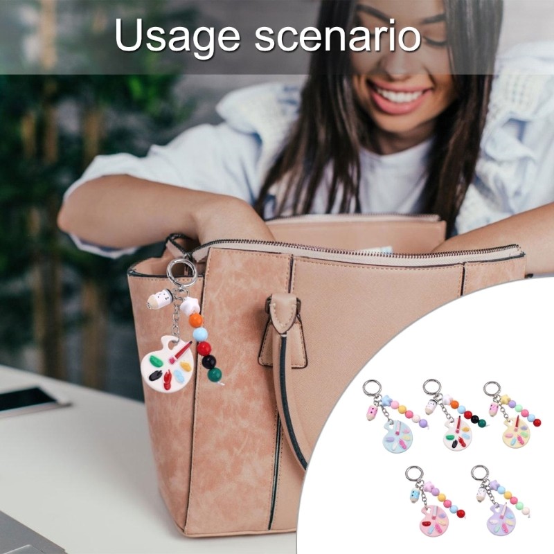 Car Keychain Women Lovely Keychain Bag Charm Artist Palette Keychain Accessories