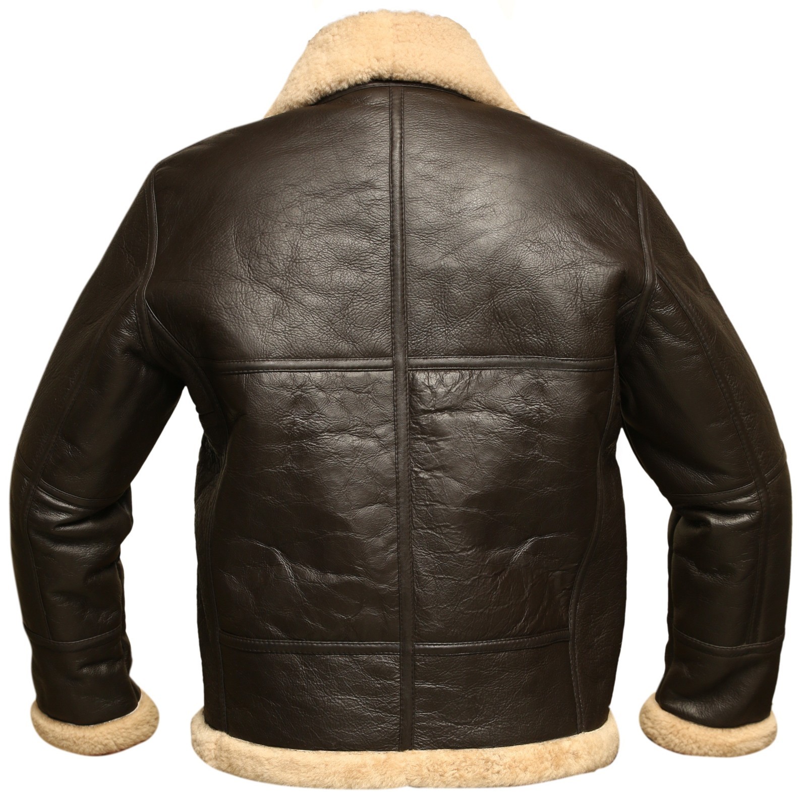 B3 RAF Aviator Brown Bomber Real Shearling Sheepskin Leather Flight Jacket