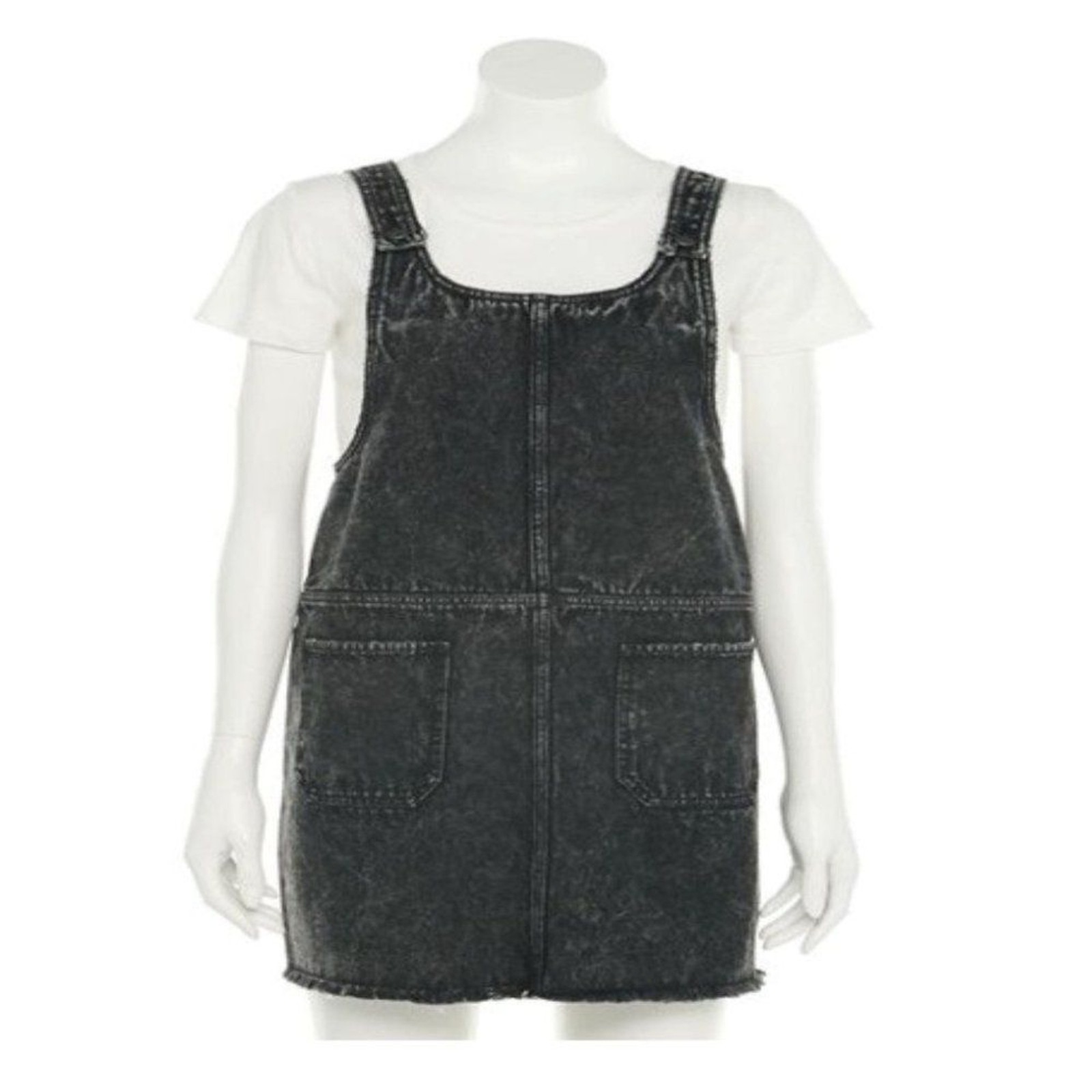 NWT Juniors’ SO® Scoop Front Pinafore Dress Black Wash Denim Size XS