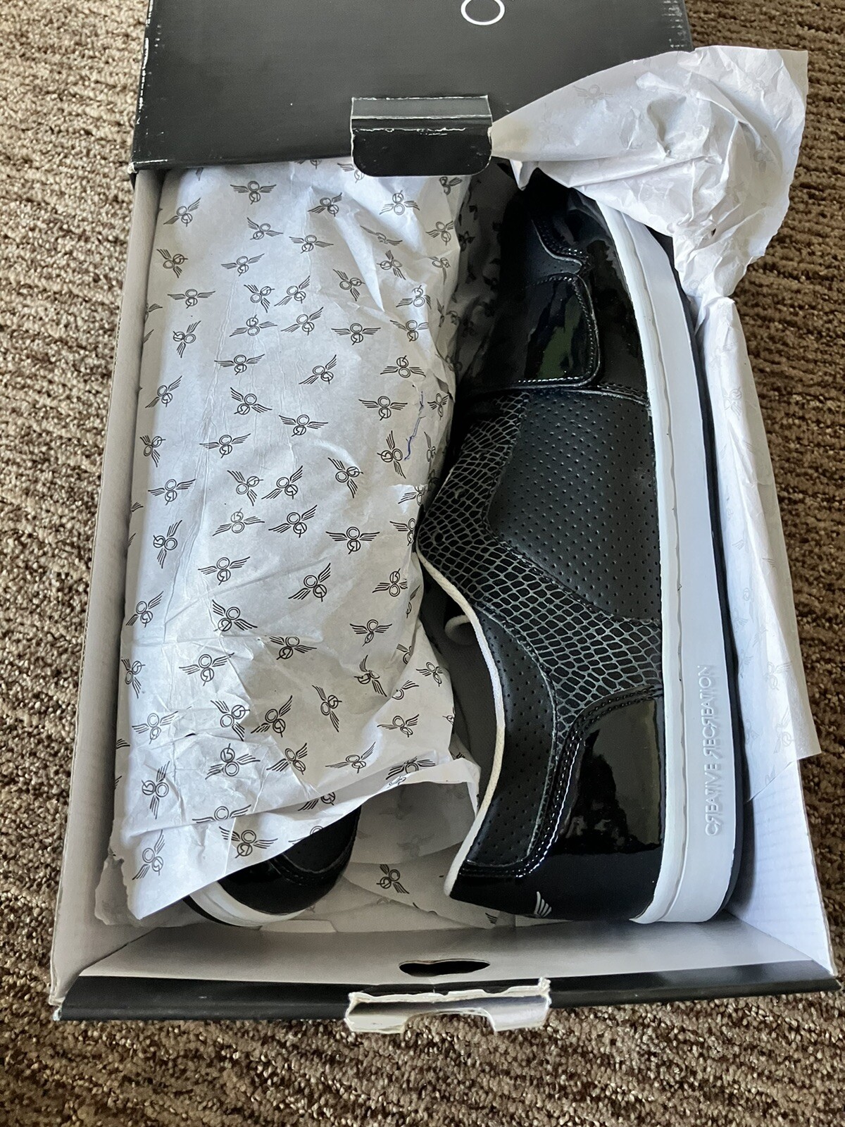 Creative Recreation Cesario Lo Black Patent Snake Sz 11.5 CR4LO-37 New