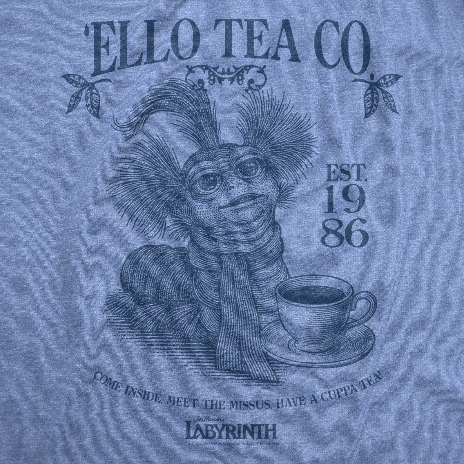 Womens Ello Tea Company Funny T Shirts Jim Henson’s Labyrinth Worm Movie Tee For