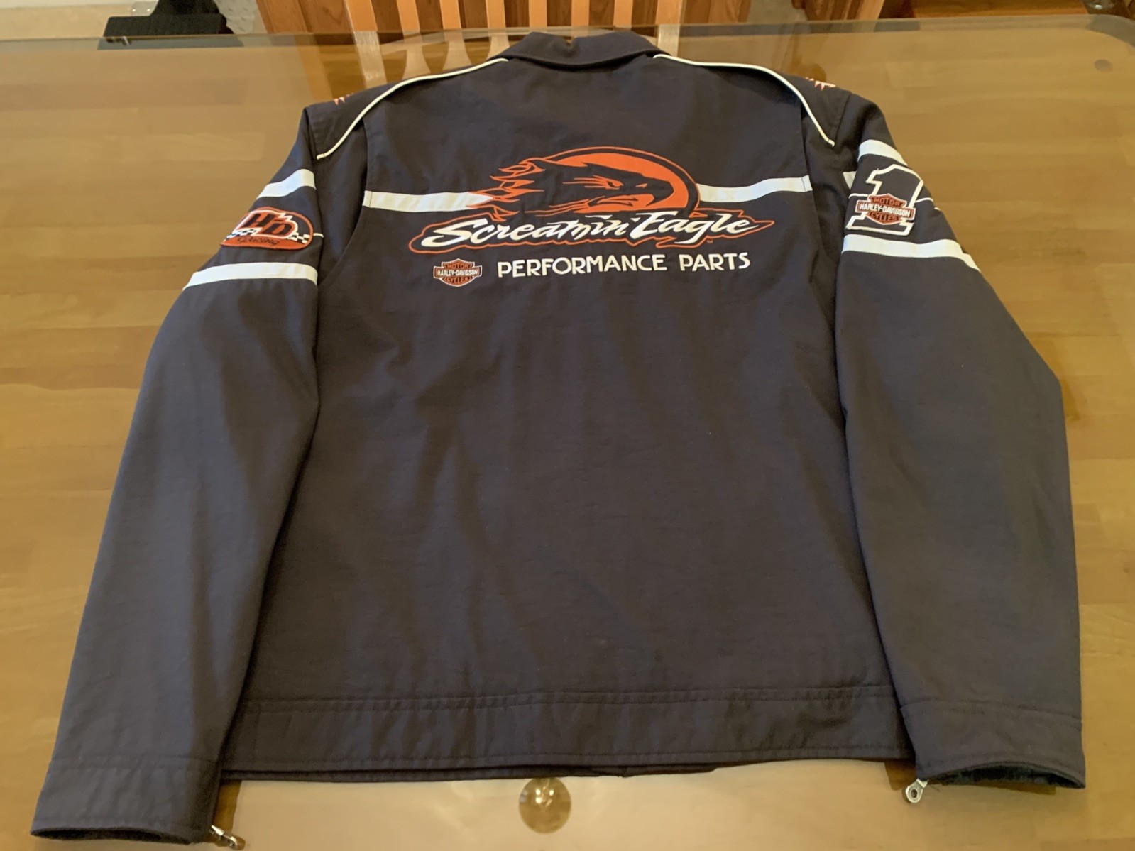 Vintage Harley Davidson Screamin Eagle Racing Black Bird MC Jacket Mens XL