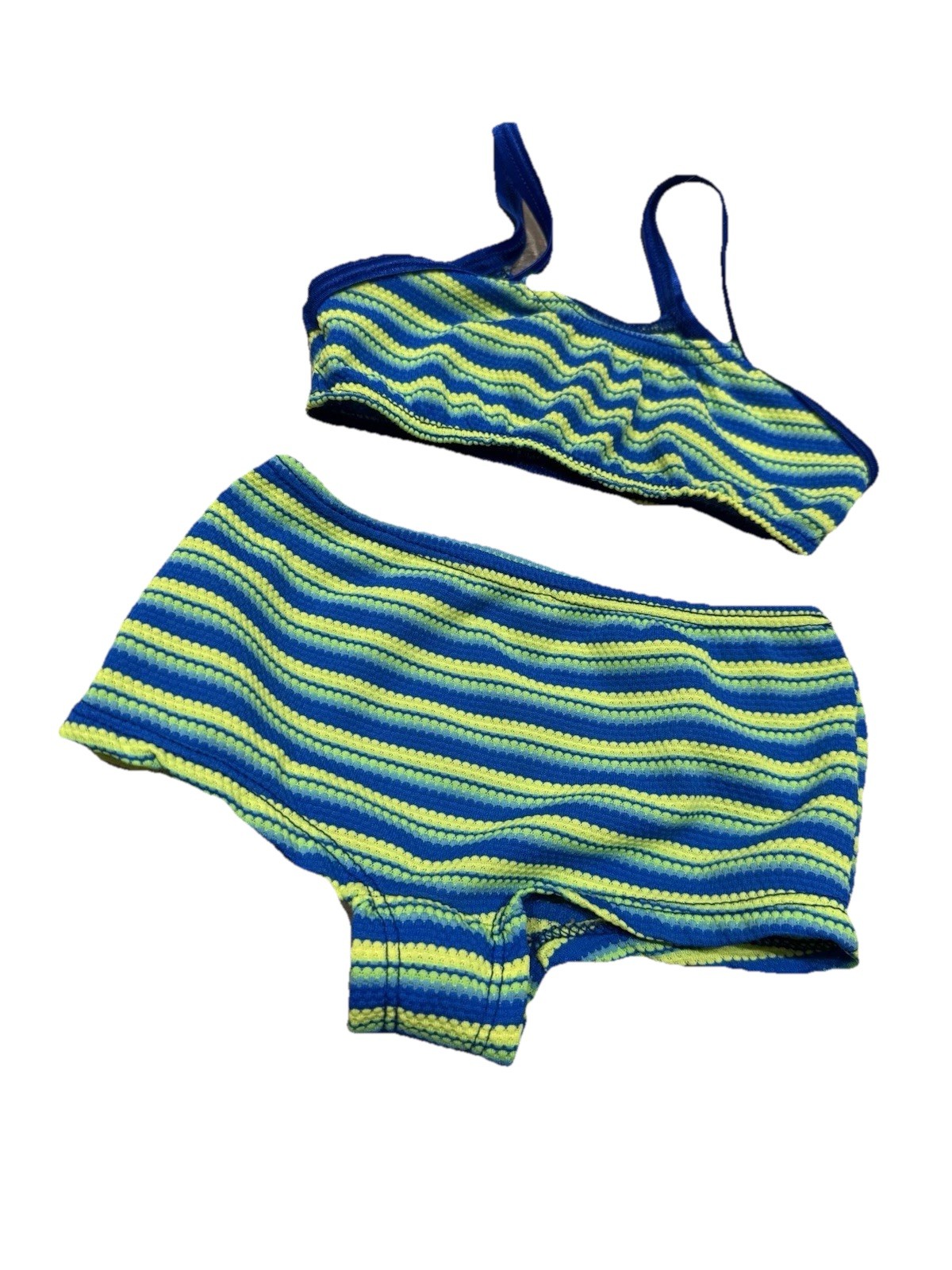 Sand n’ sun Vintage Bathing Suit Size 4T Blue And Green Stripes 2 Piece