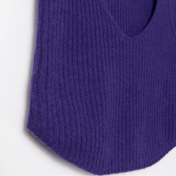 Free People NEW Cashmere Vneck Baby Tee XS Petunia Ribbed Knit Cropped