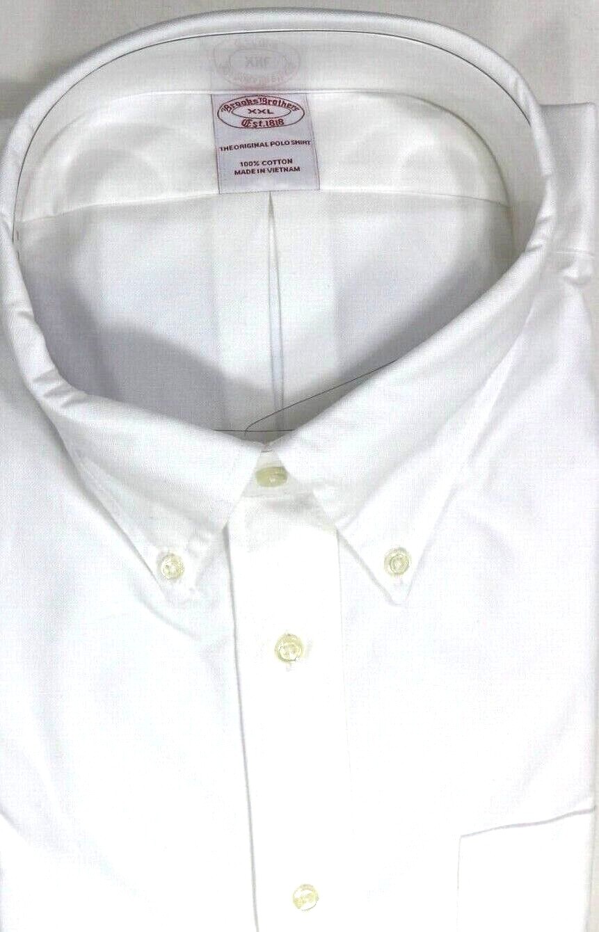 Brooks Brothers Regular The Original Polo Shirt XXL Non-Iron Stretch Solid White
