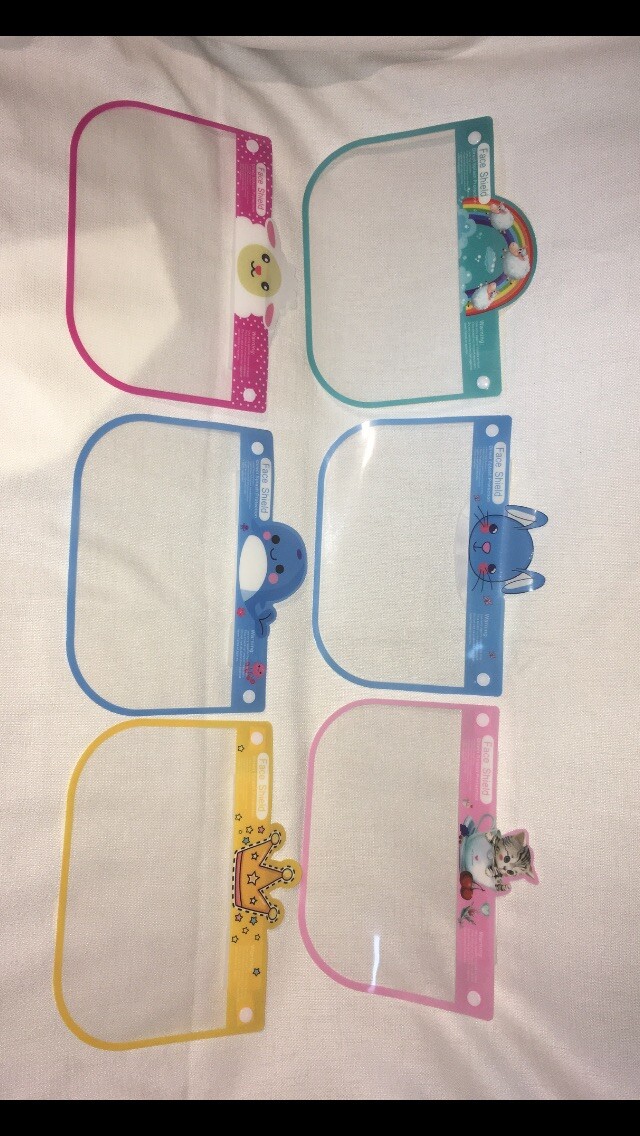 Children’s Re-usable Face Shield 6 Pack. Comes With Shields Shown