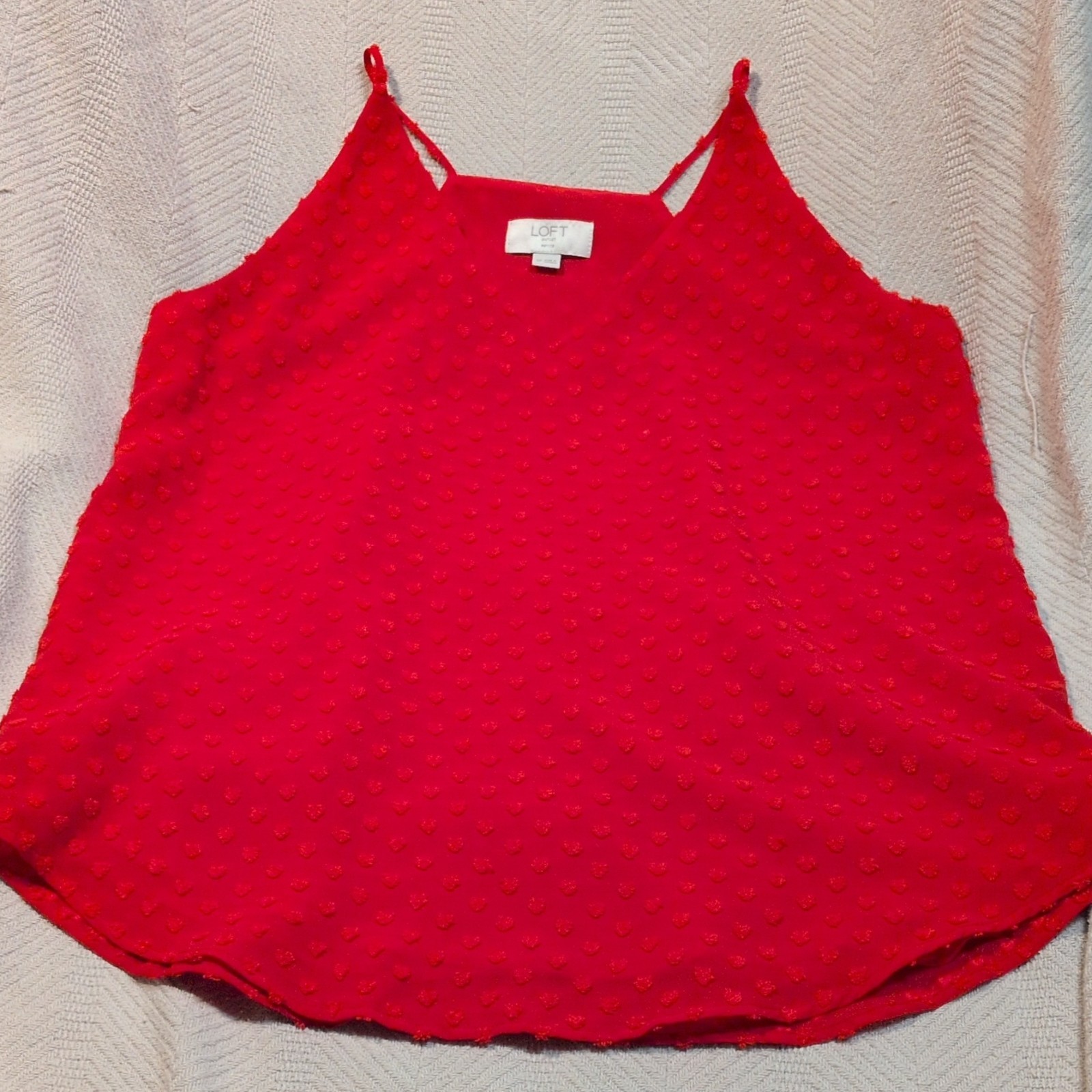 LOFT Outlet Petite SP Red Textured Chiffon Lined V-Neck Spaghetti Camisole