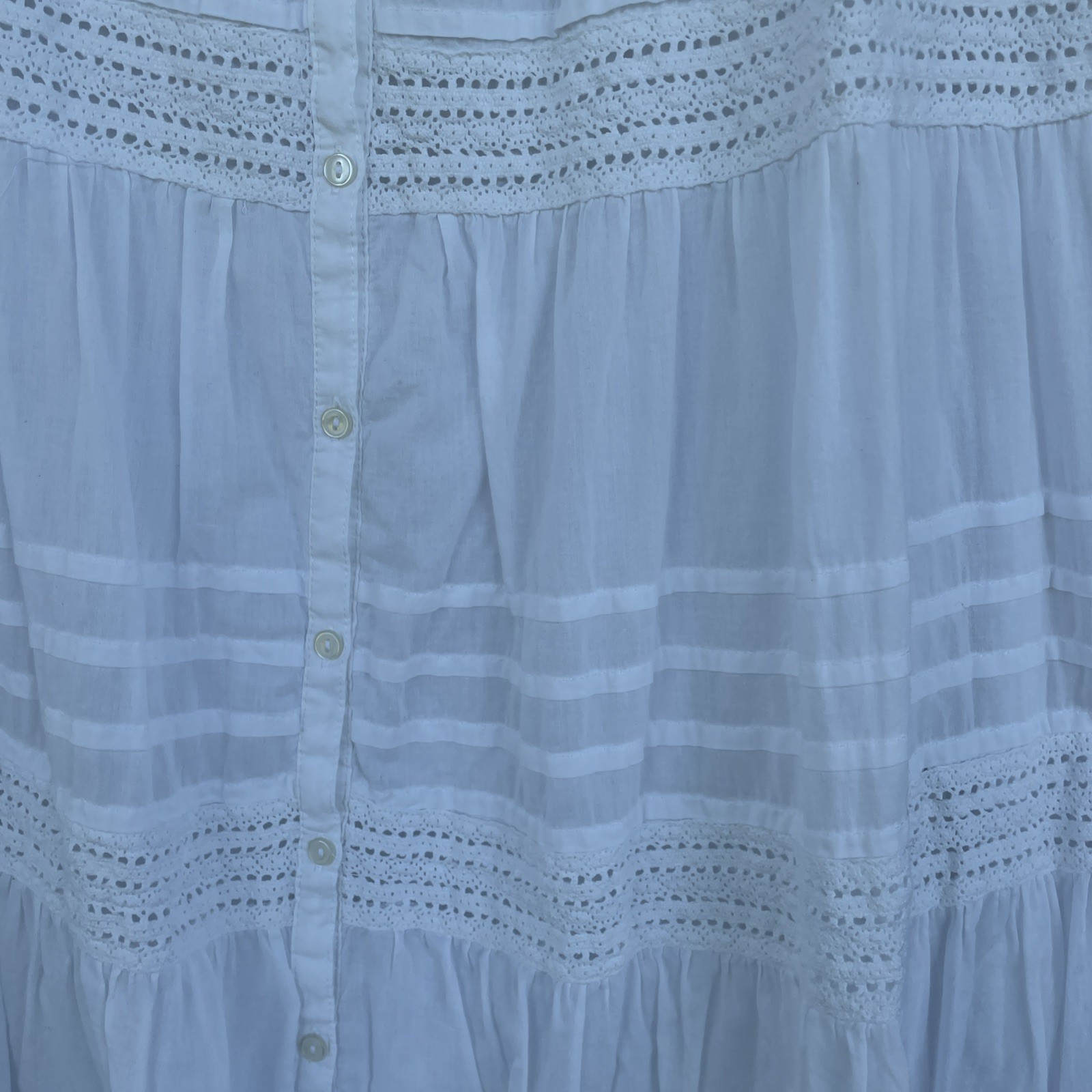 Sundance Mirabelle Maxi Tiered Ruffle Dress Sz M White Milkmaid Cottage Coastal