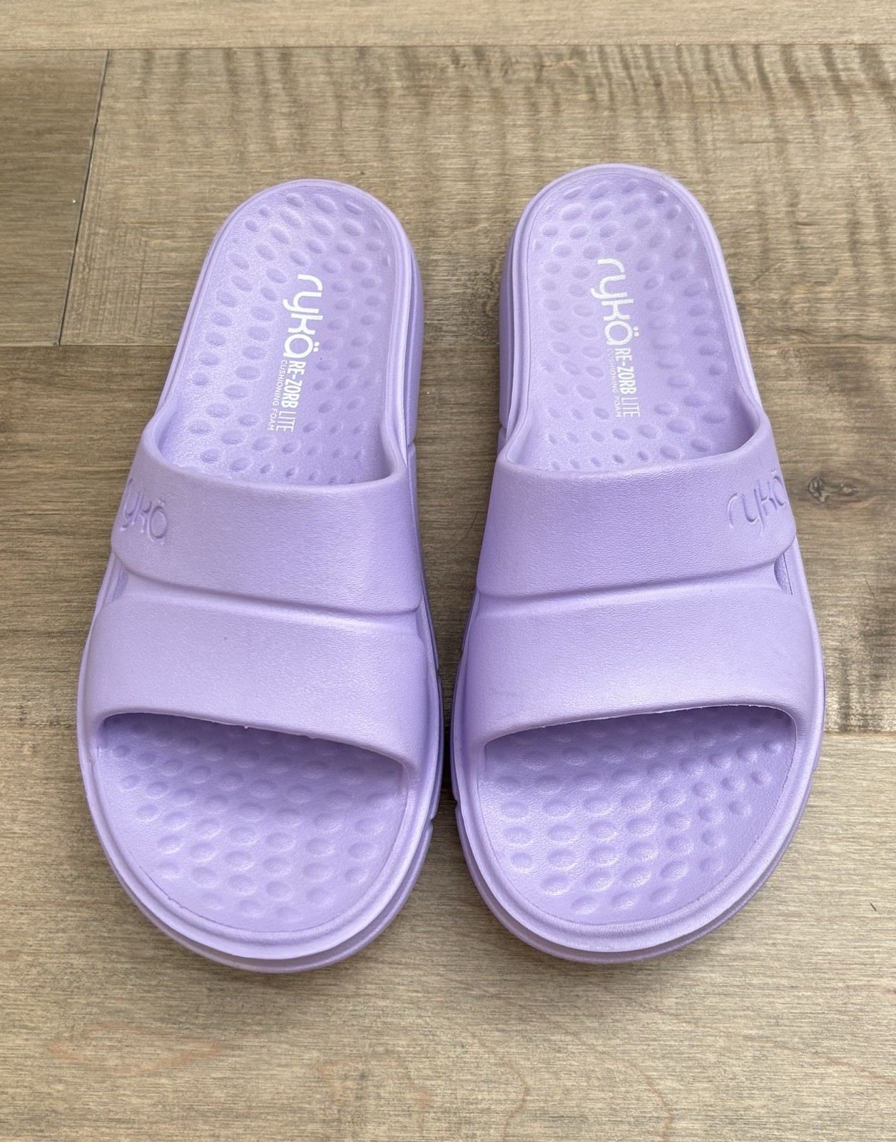 Ryka Restore Slide Recovery Molded Slide Sandals Light Purple Size 7 Cushions