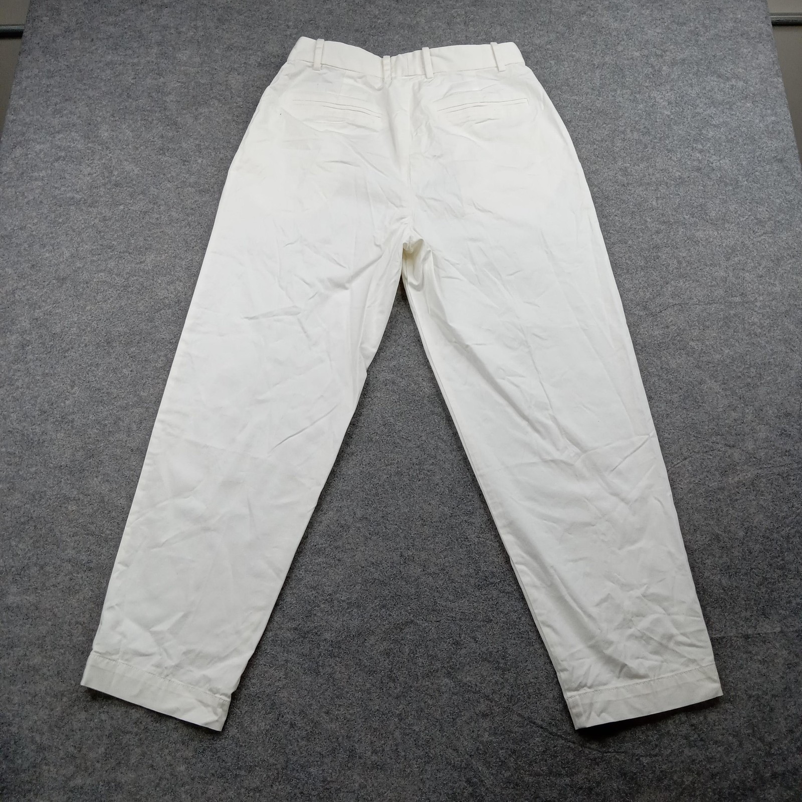 Everlane Pants Womens 00 White Cotton Stretch Chino Tapered Pleated Dress