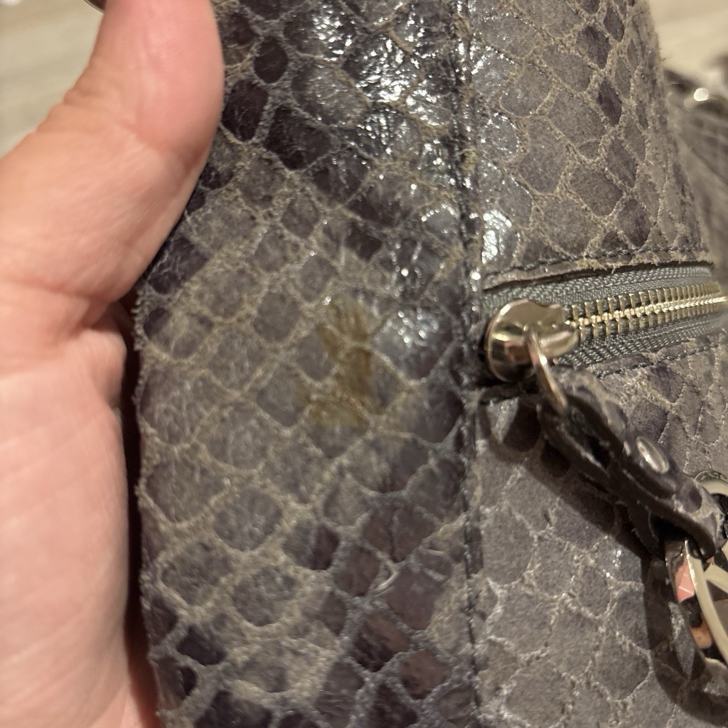 Michael Kors Gray Snake Print Shoulder Bag w/ Detachable Strap & Zip Wallet