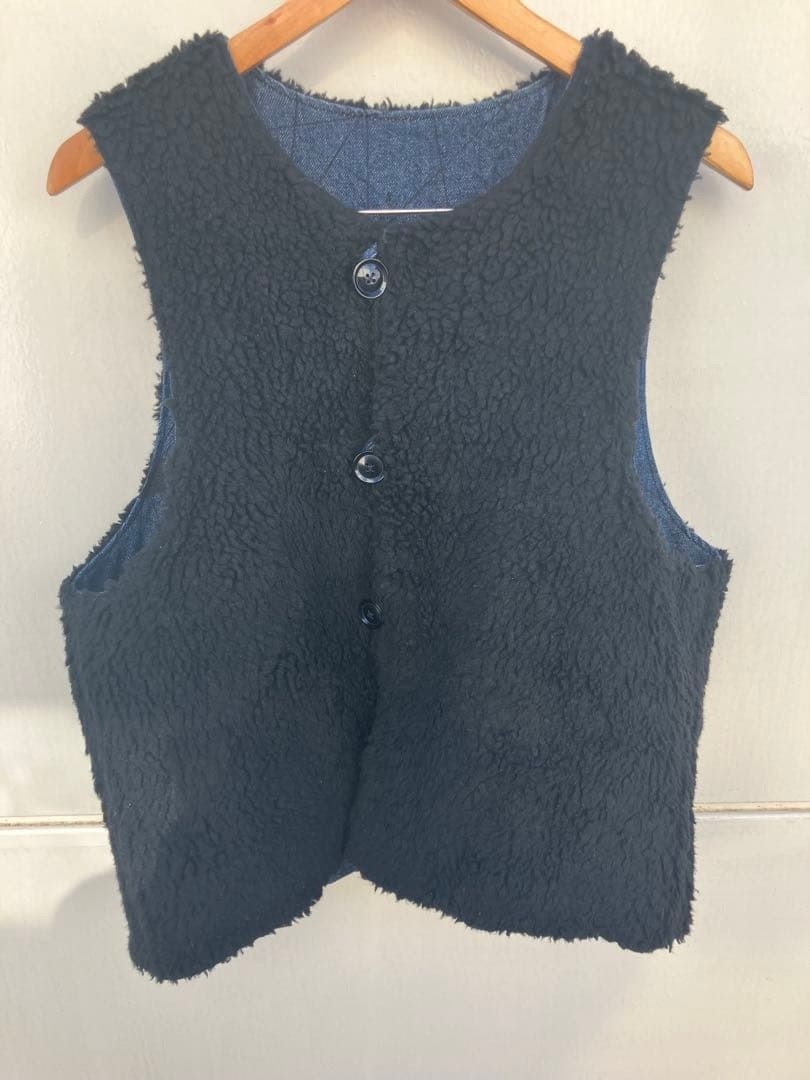 Engineered Garments Over Vest Denim Indigo Nautical Print Reversible M F/S