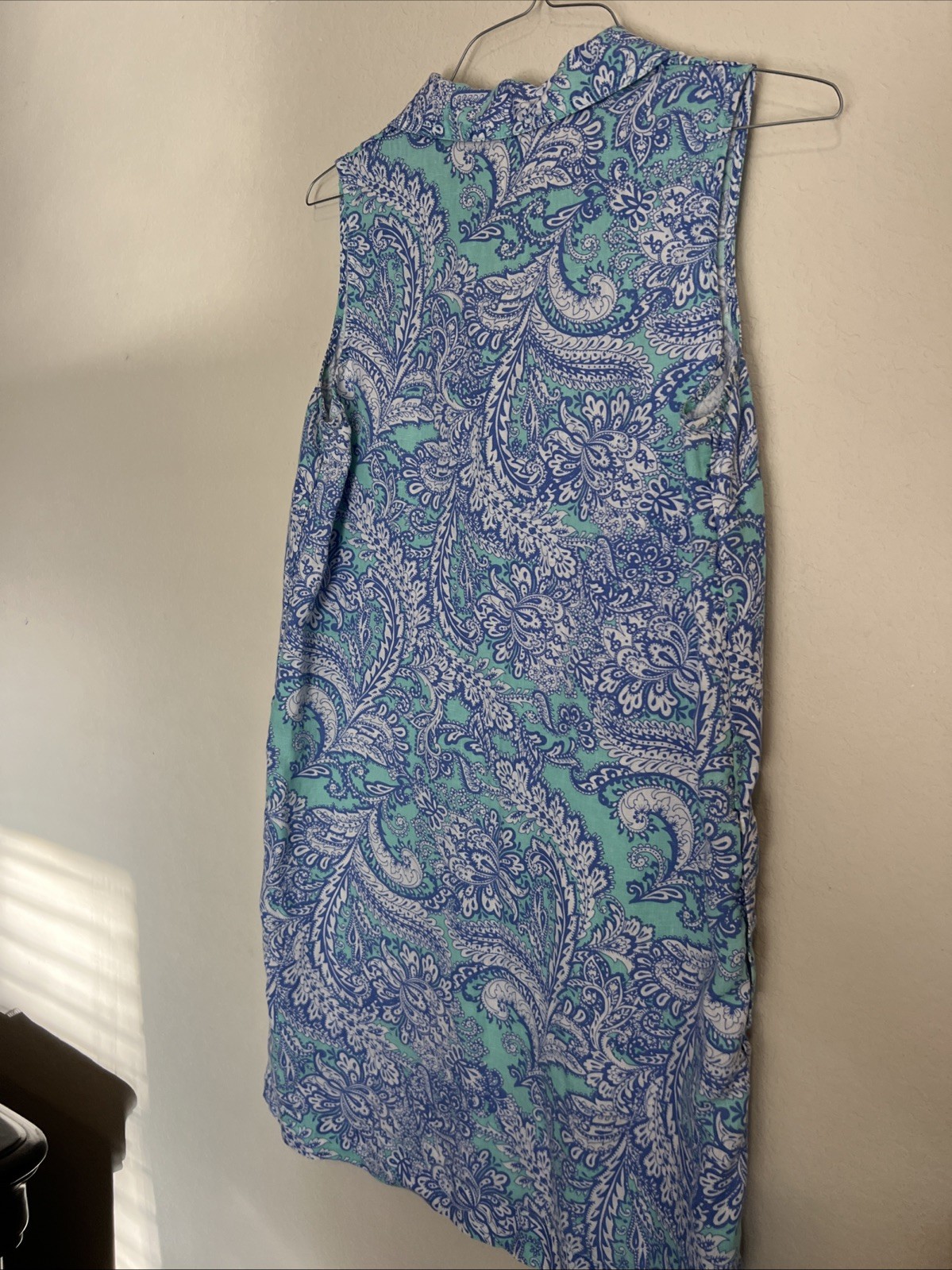 Cynthia Rowley- Light Shades Of Blue-100% Linen Paisley Sleeveless Sundress-Sz.8