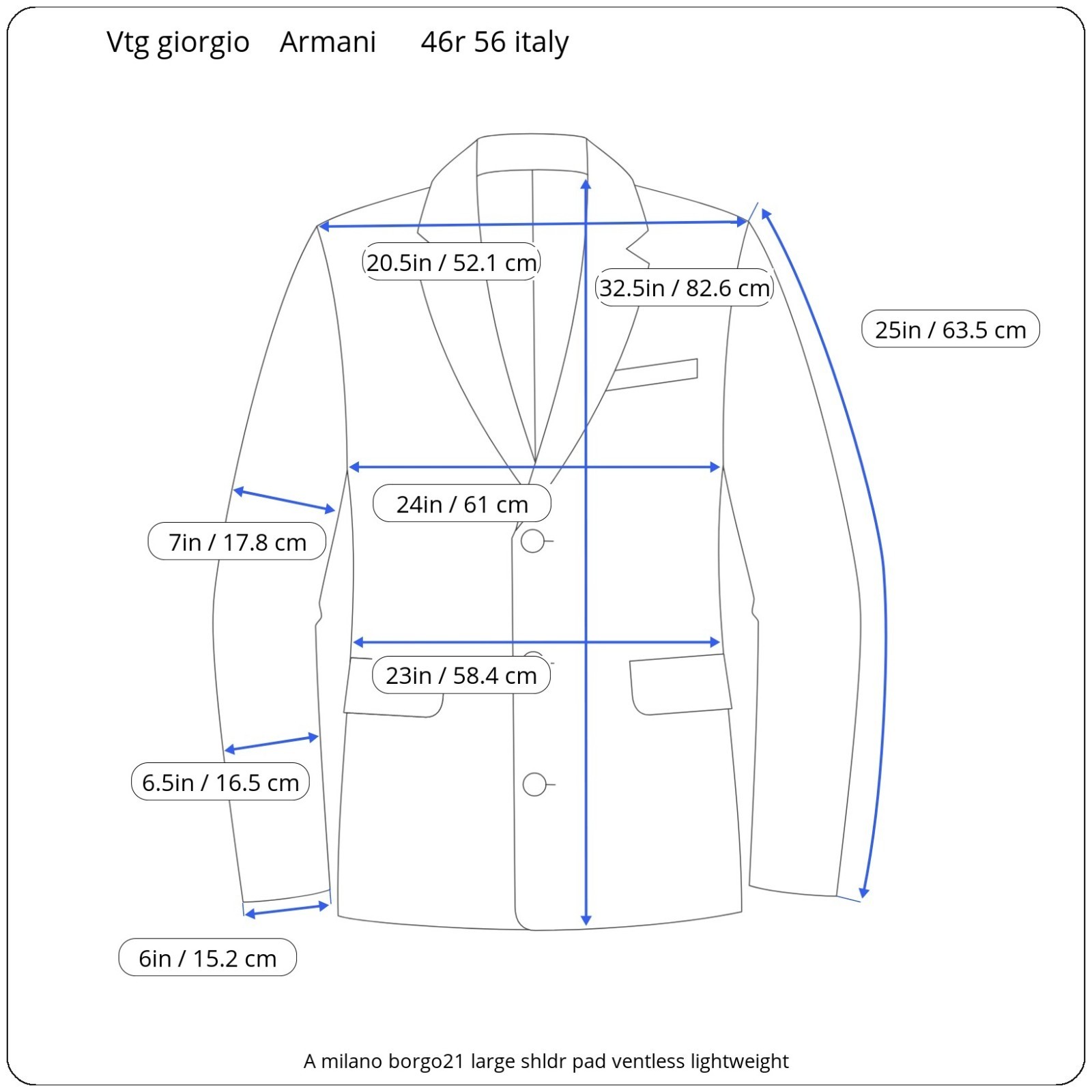 Vintage Giorgio Armani Tuxedo 46r 56it 45×32 A Milano Borgo 21 Peak Lapel