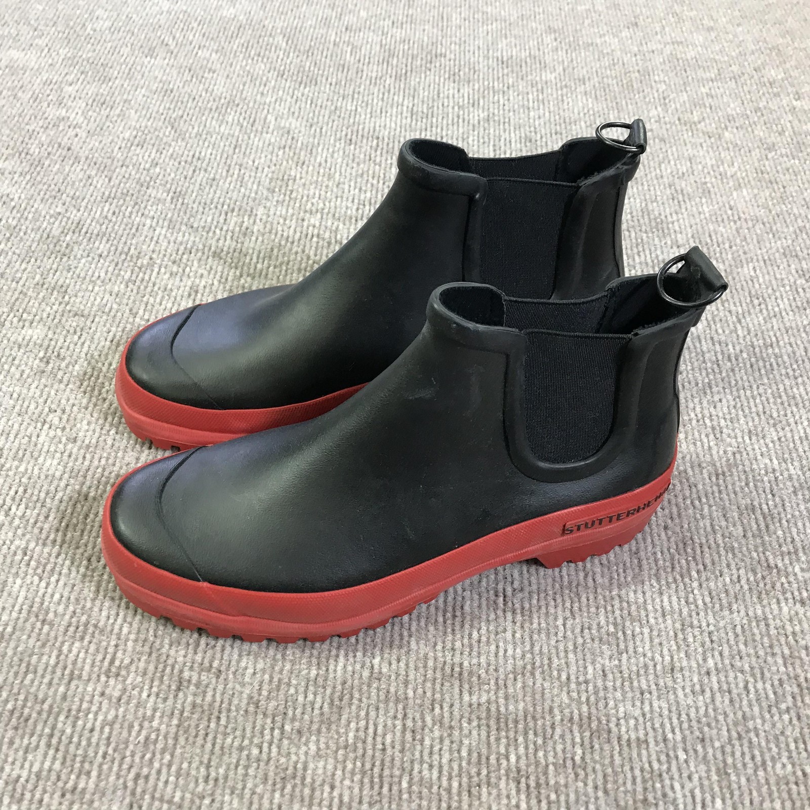 Stutterheim Novesta Chelsea Rainwalker Boots Mens Size 8 Black Waterproof Rubber