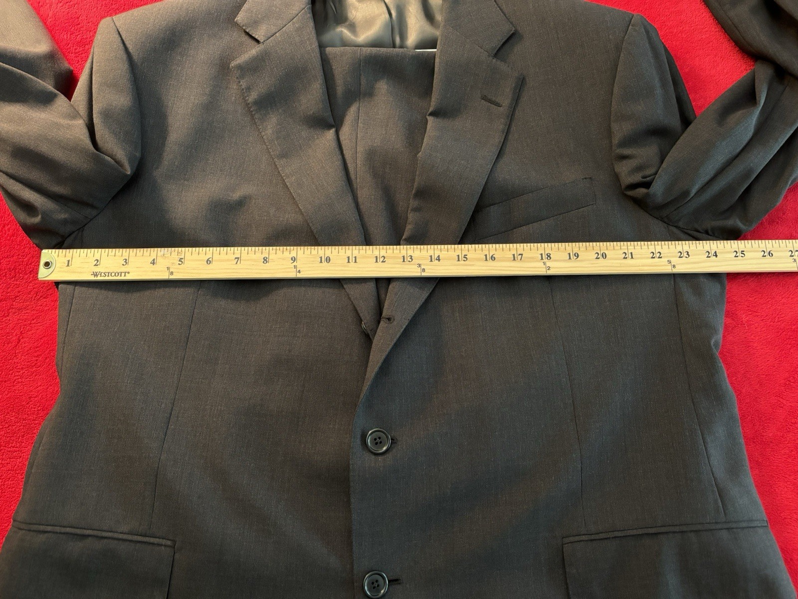 Southwick 48R 3-ROLL-2 100% Wool 2-piece Suit SOLID GRAY 40×29.5 Made in USA EUC