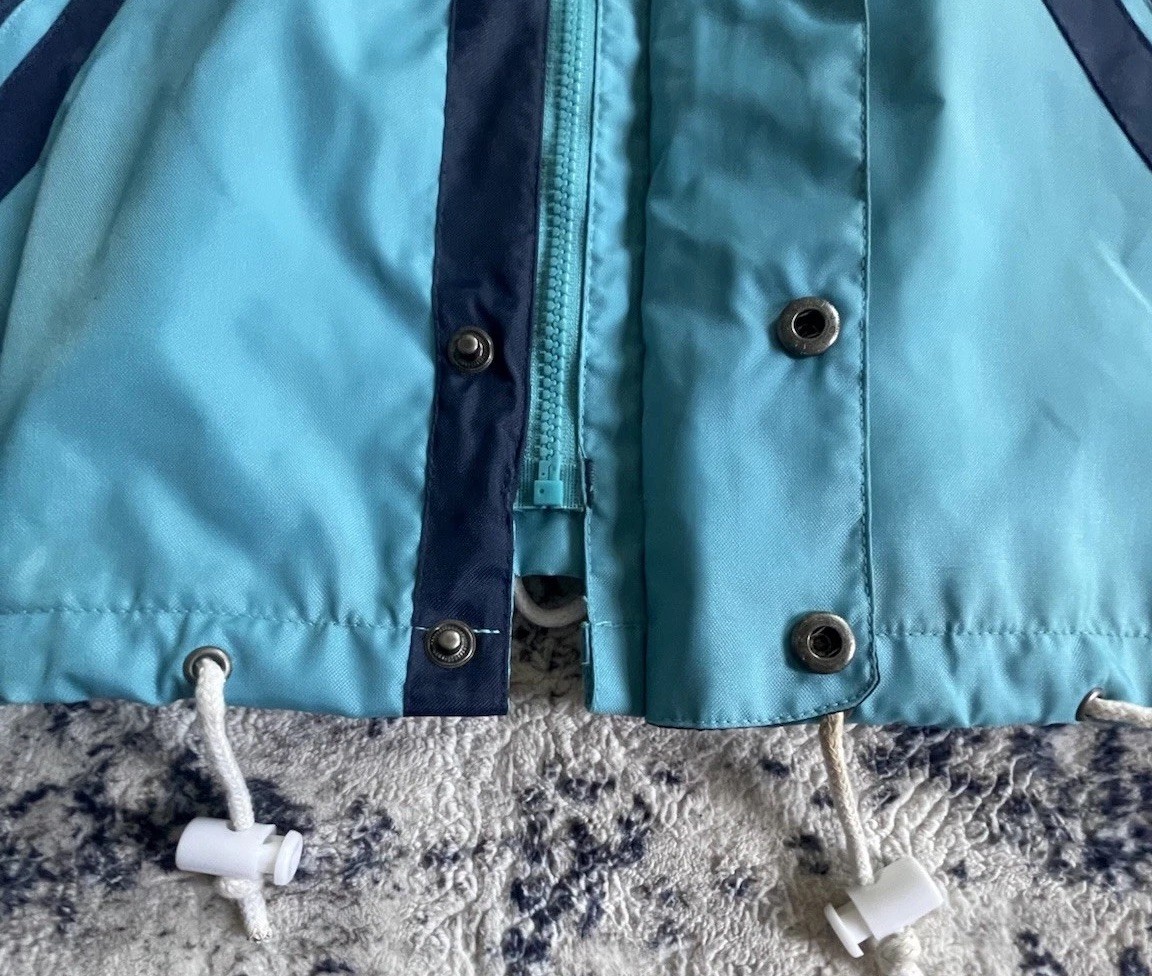 Vintage 90s Colorblock Sailing Jacket Men’s M Aqua Navy Windbreaker Zip Lined