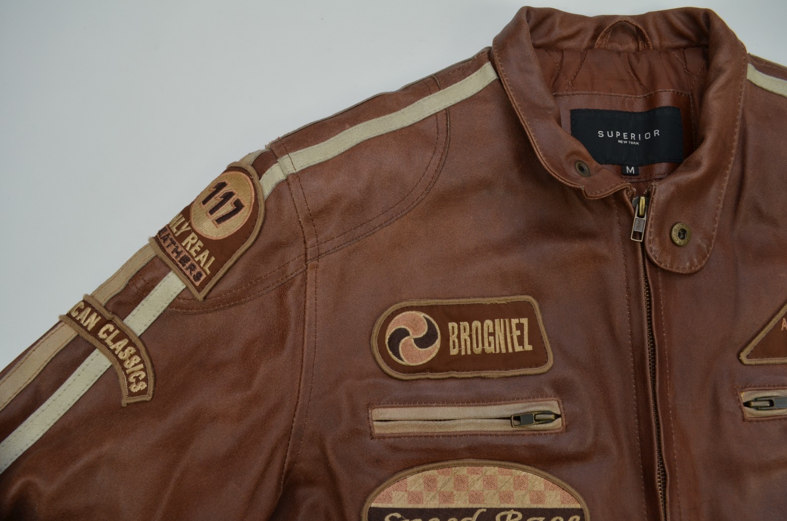 Vintage Superior New York Brogniez American Classic Motorcycle Leather Jacket M