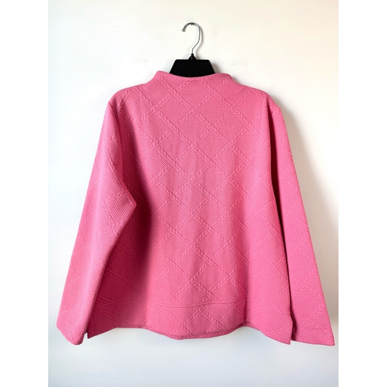 Talbots Plus Textured Funnel Neck Pullover Sweatshirt Petunia Pink 1X