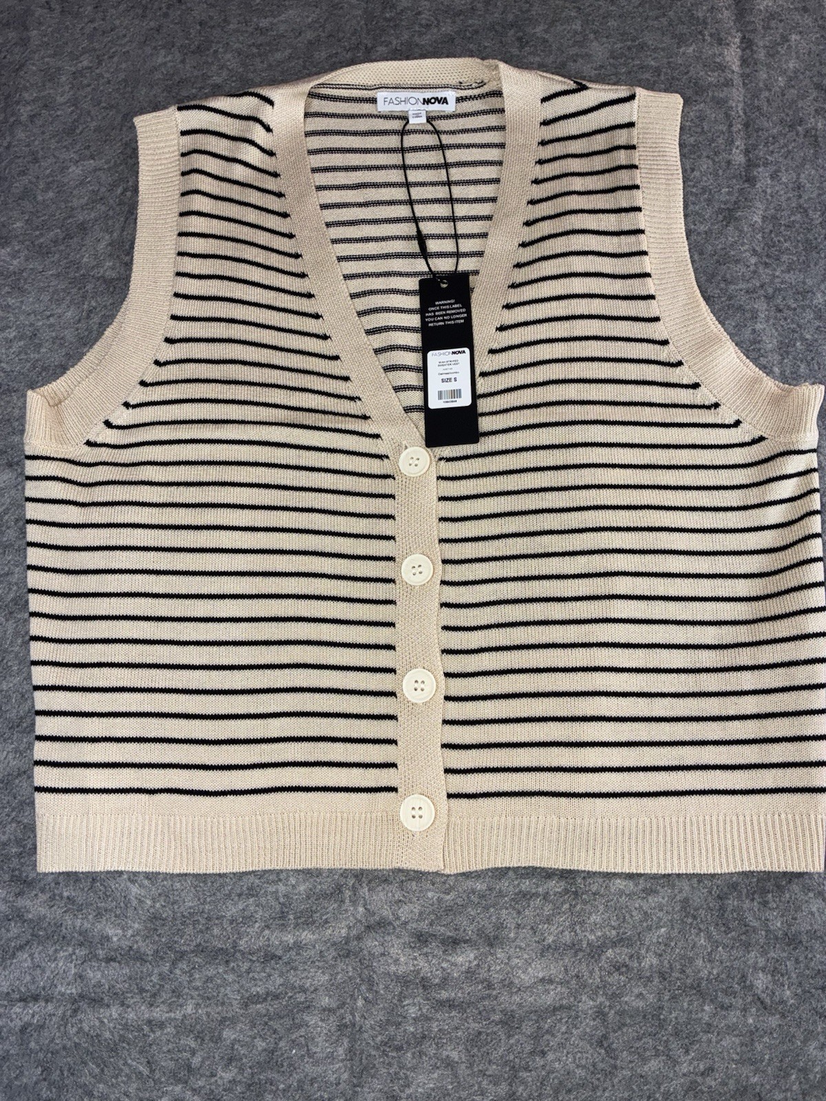 Striped Sweater Vest Oatmeal Color Combo Size Small Fashion Nova