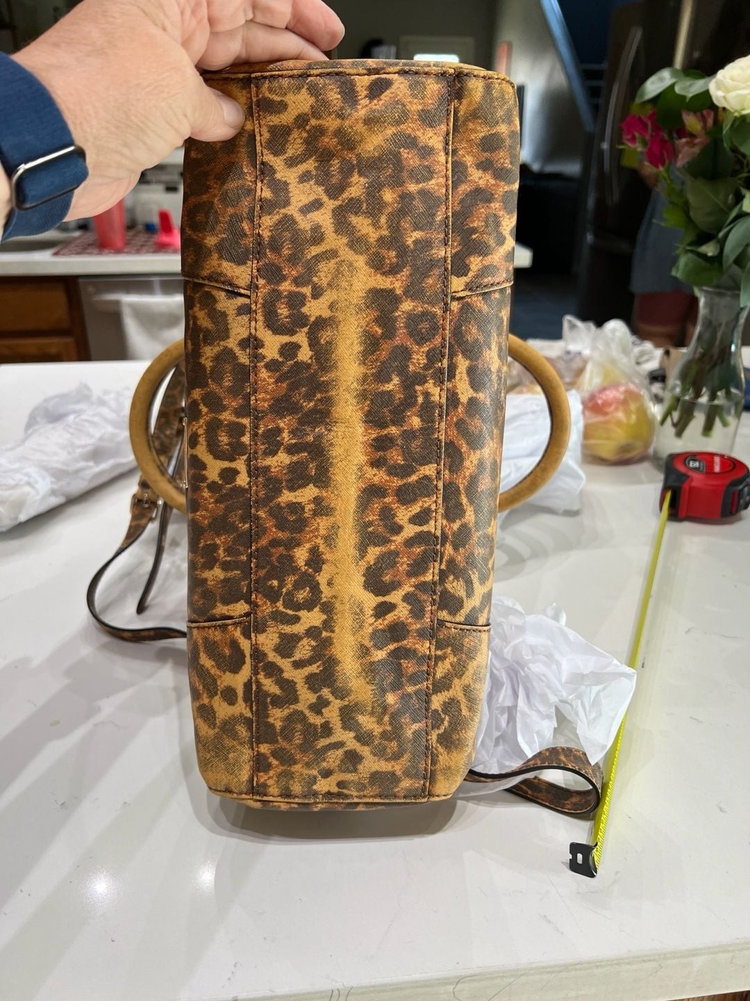 Rebecca Minkoff M.A.B. Tote Leopard Print Saffiano Leather Satchel Bag