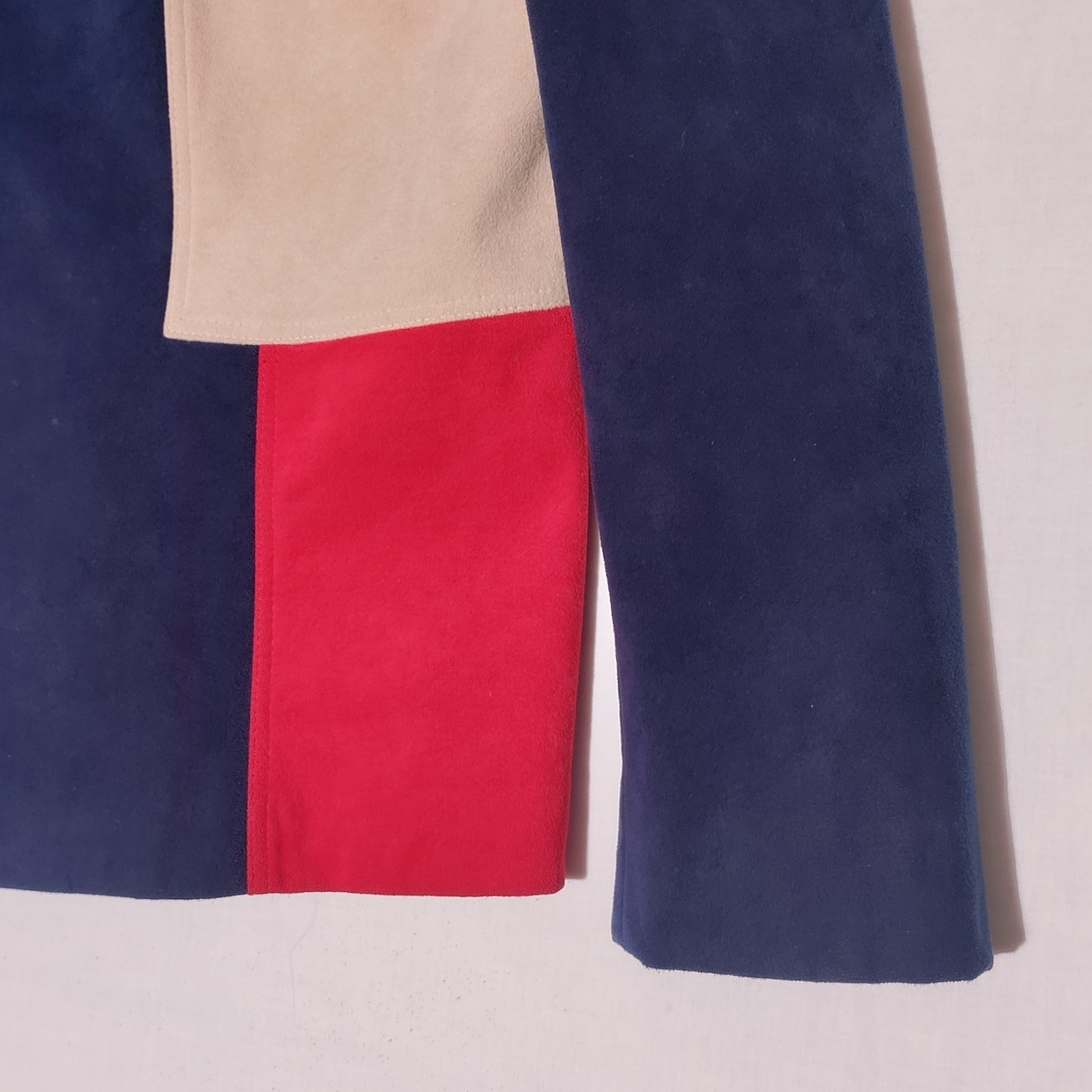 Lilli Ann Purple Red Cream Colorblock faux ultrasuede lined JACKET