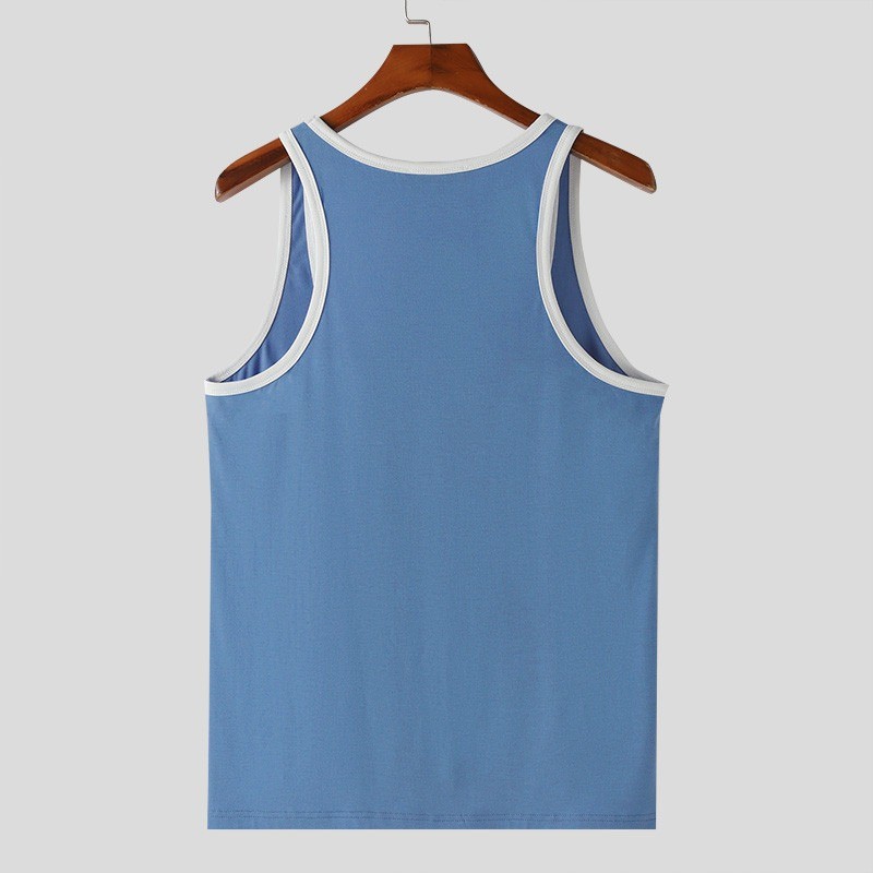 Summer Deep U-Neck Tank Top for Gym Men Sports Training Sleeveless T-Shirt Sexy
